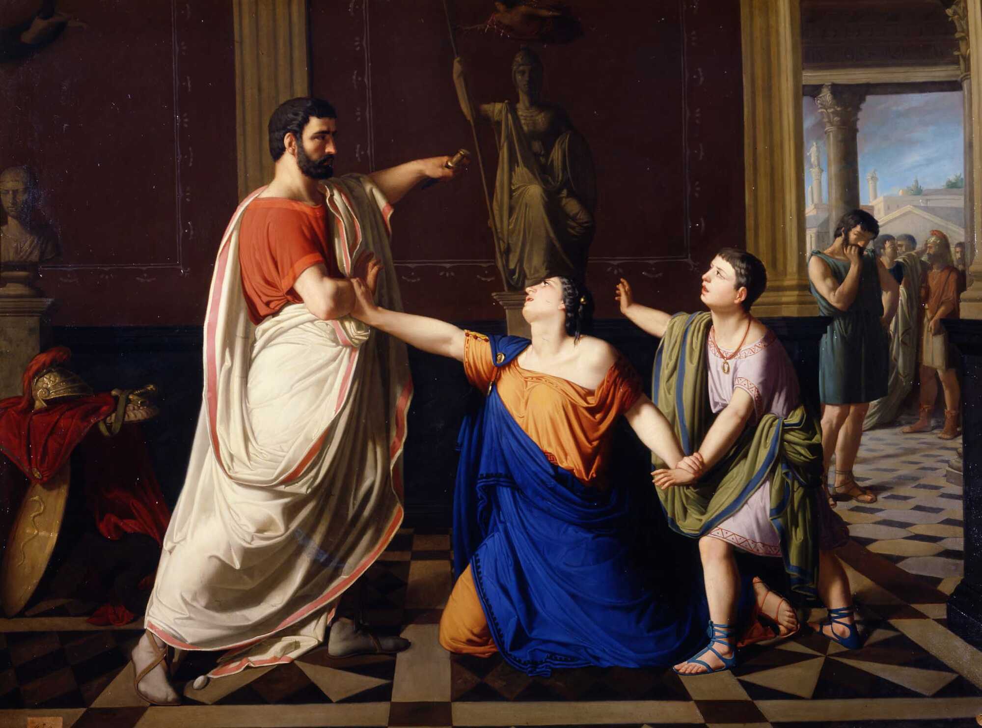 A painting from Dióscoro Puebla depicting the dramatic farewell to Gaius Gracchus from his family