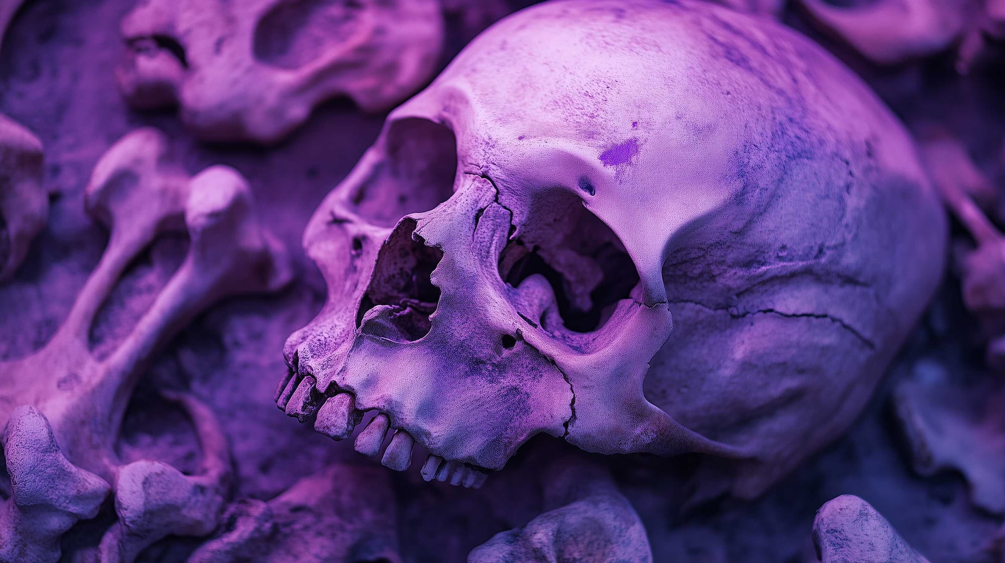 A possible representation of the cremated bones that still had the vivid purple hue