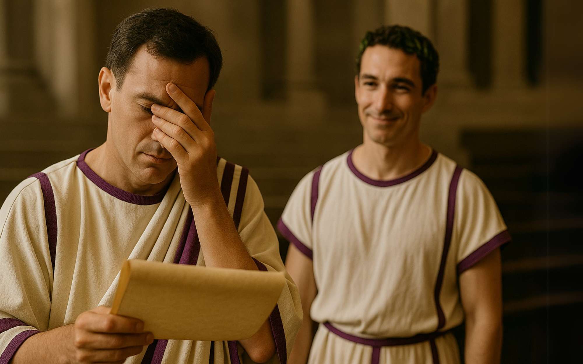 A possible representation of the incident between Julius Caesar and Cato the Younger, concerning Servilia’s love letter to Caesar
