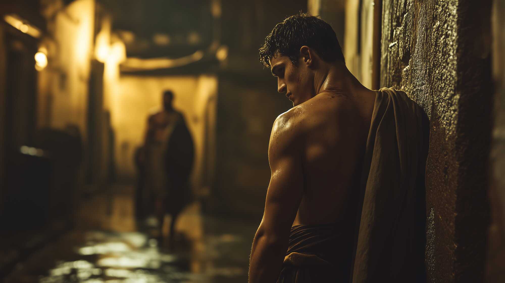 A possible representation of a male prostitute in Ancient Rome, waiting for his clientele to arrive