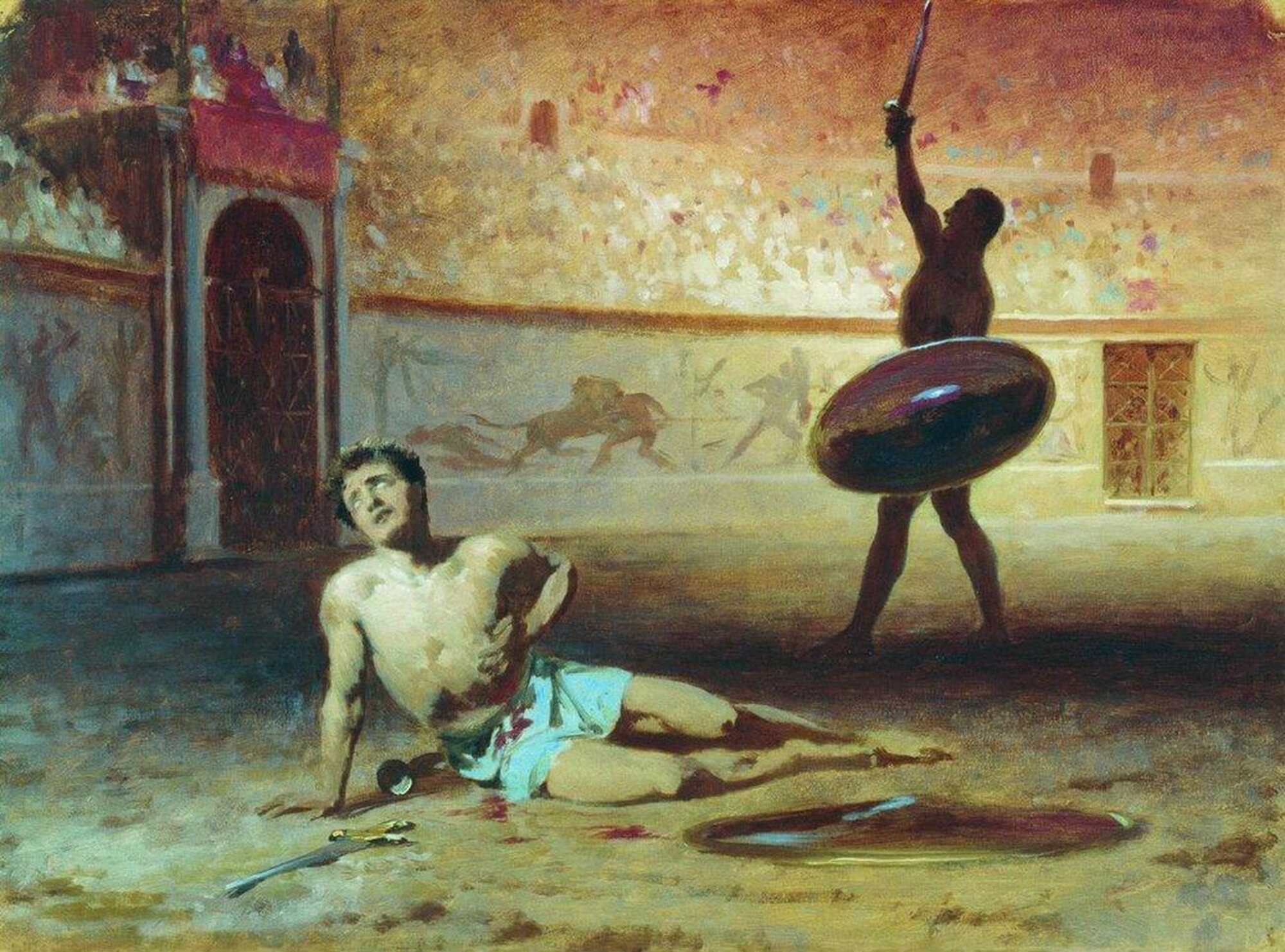 The chilling painting of Fedor Bronnikov, depicting a dying gladiator