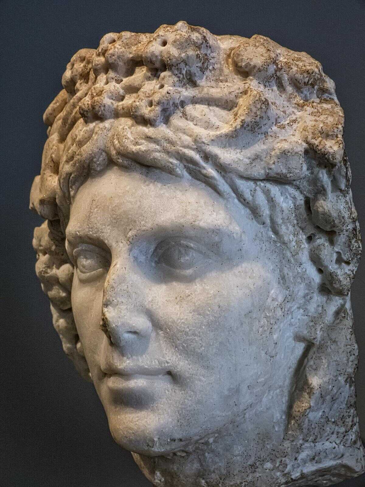 Portrait of a man dressed as Bacchus, possibly the Emperor Gallienus, used as propaganda material