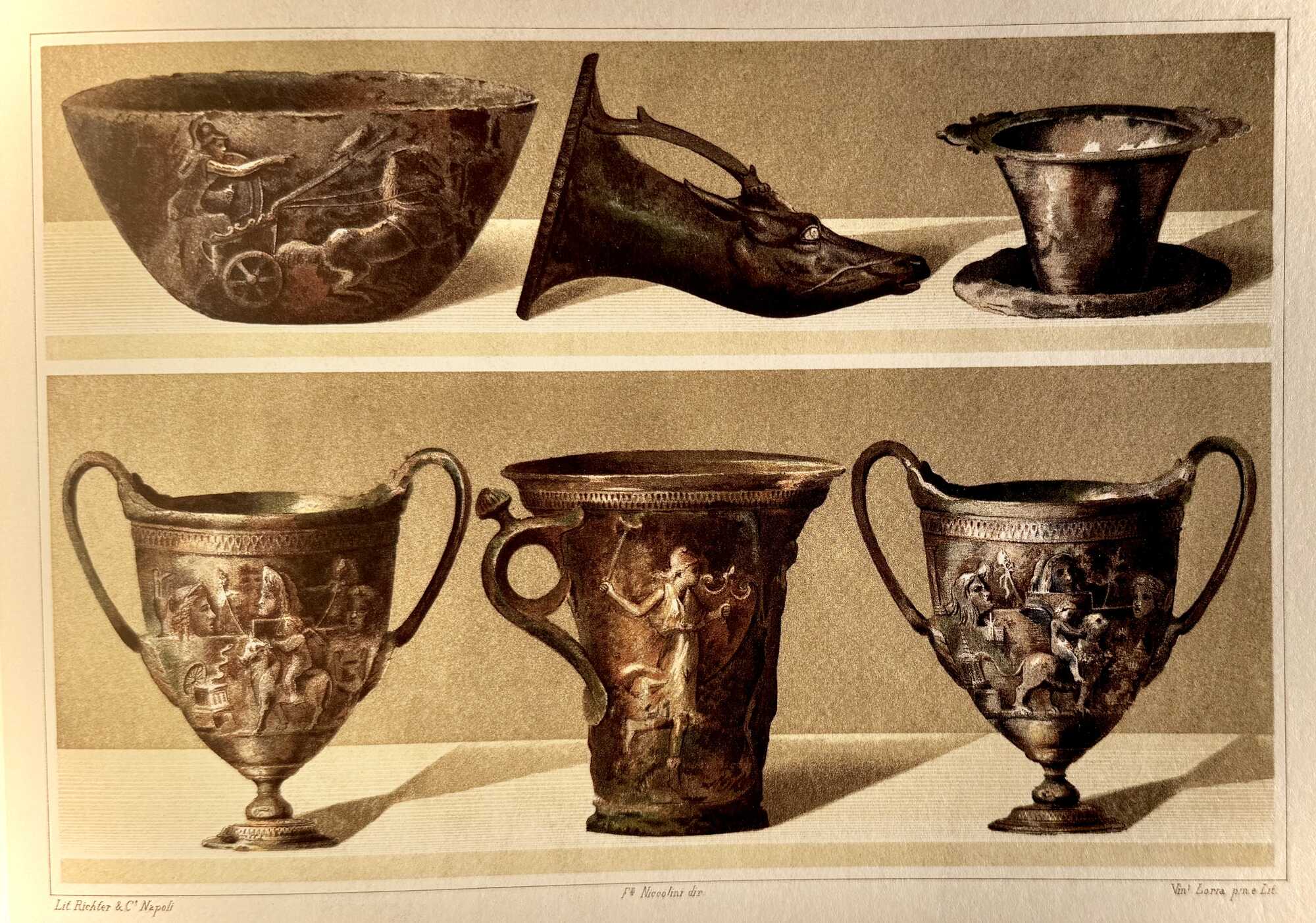 Various luxury vessels in bronze and silver