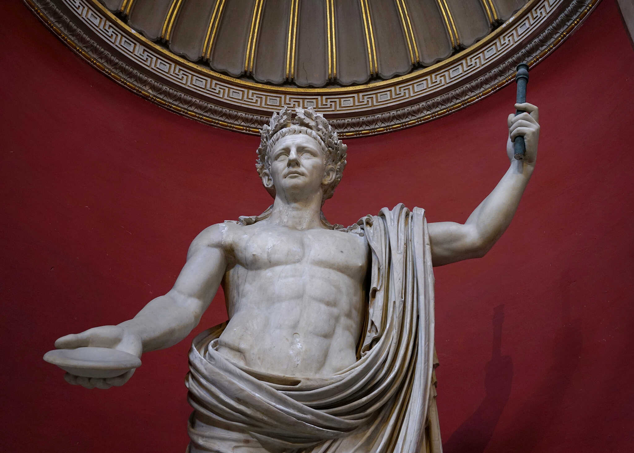 A classical marble statue of the Emperor Claudius  as the embodiment of Jupiter