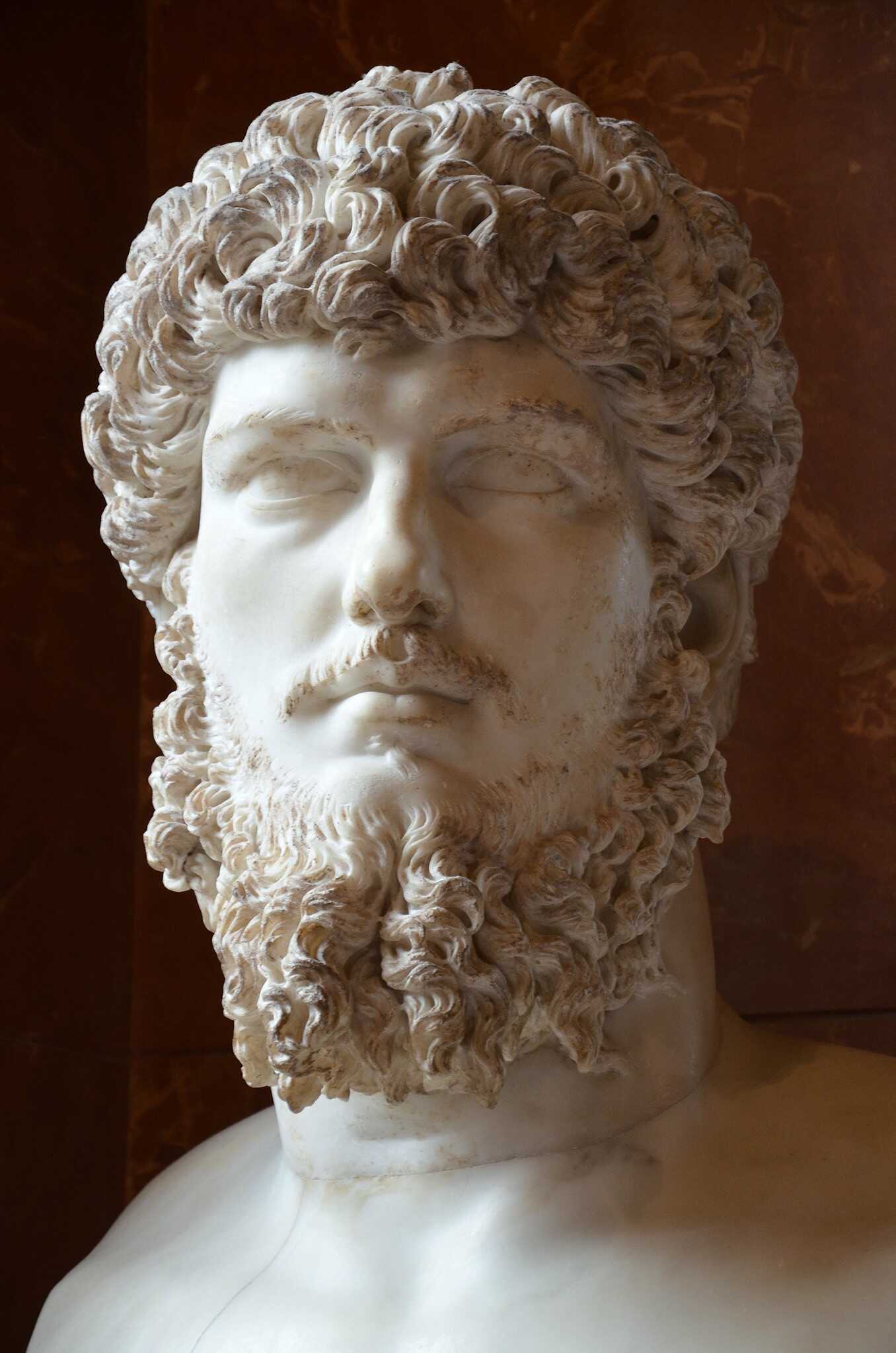 Colossal head of Lucius Verus  mounted on a modern bust