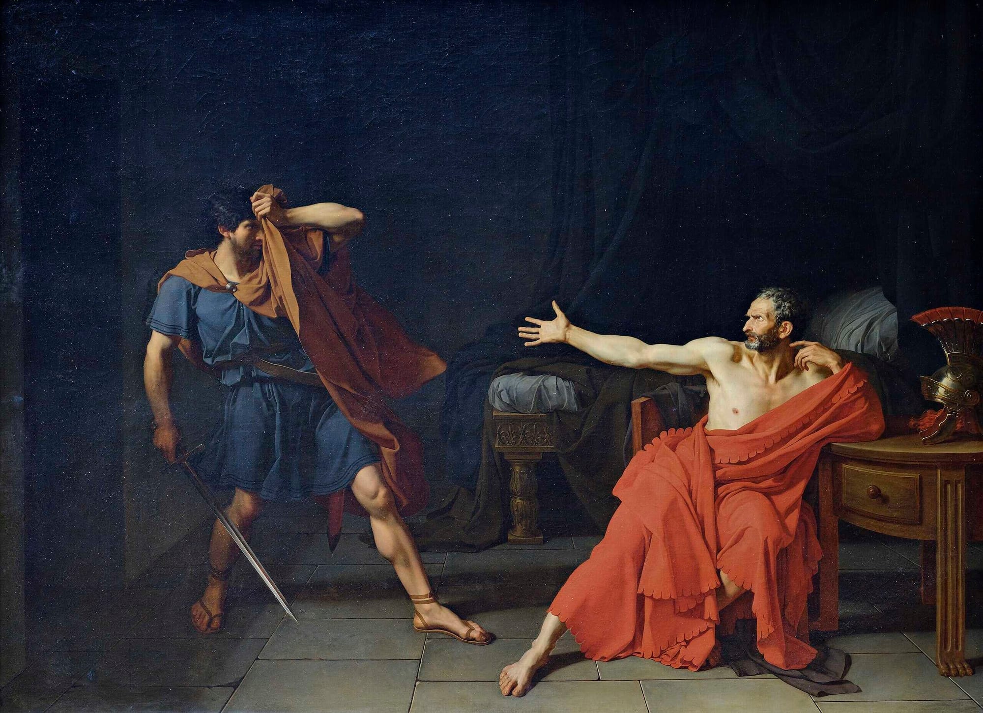 Gaius Marius prisoner in Minturnae, a painting by Jean-Germain Drouais