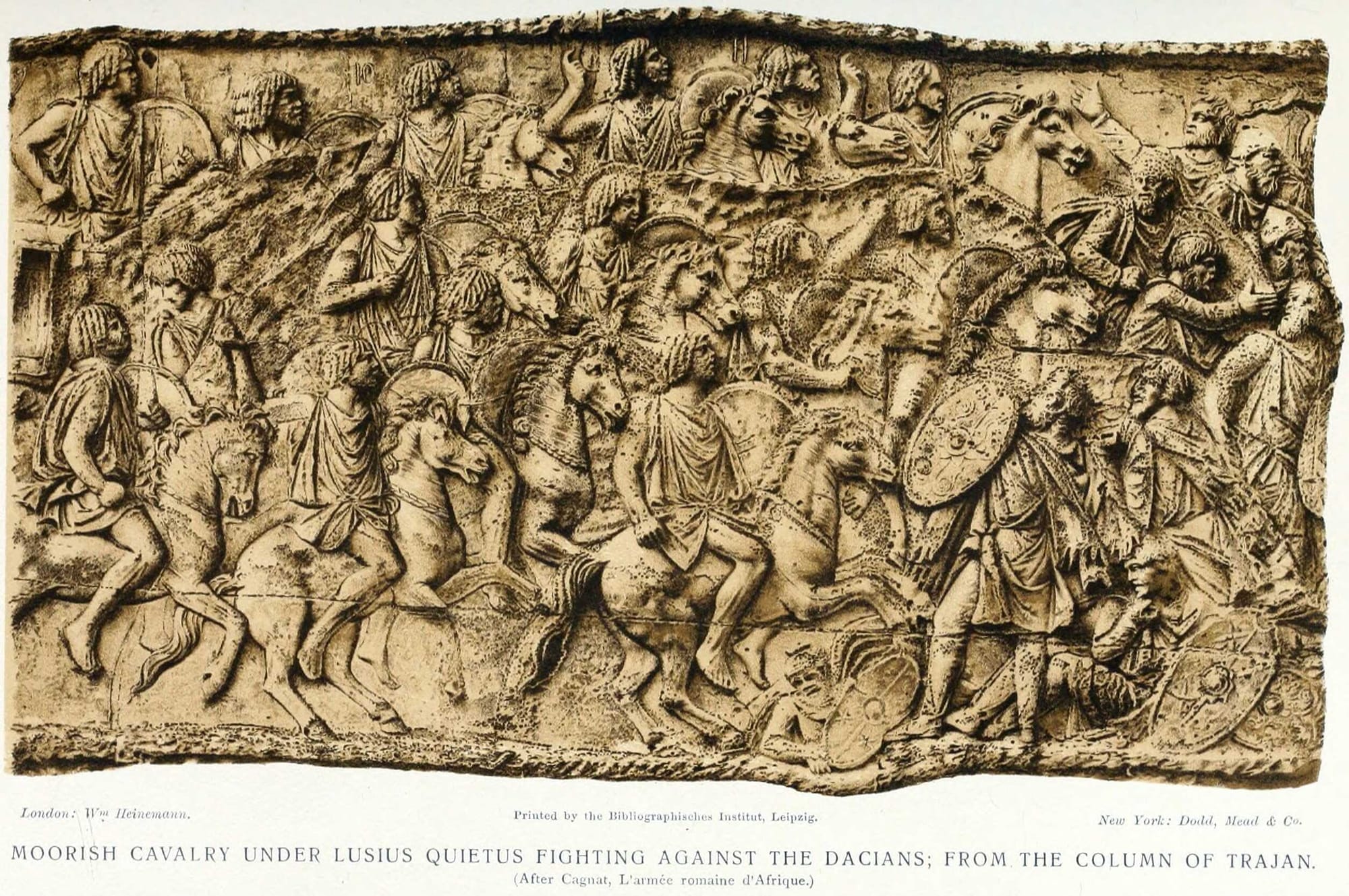 Roman Numidian cavalry under Lusius Quietus fighting in the Dacian wars, from the Column of Trajan