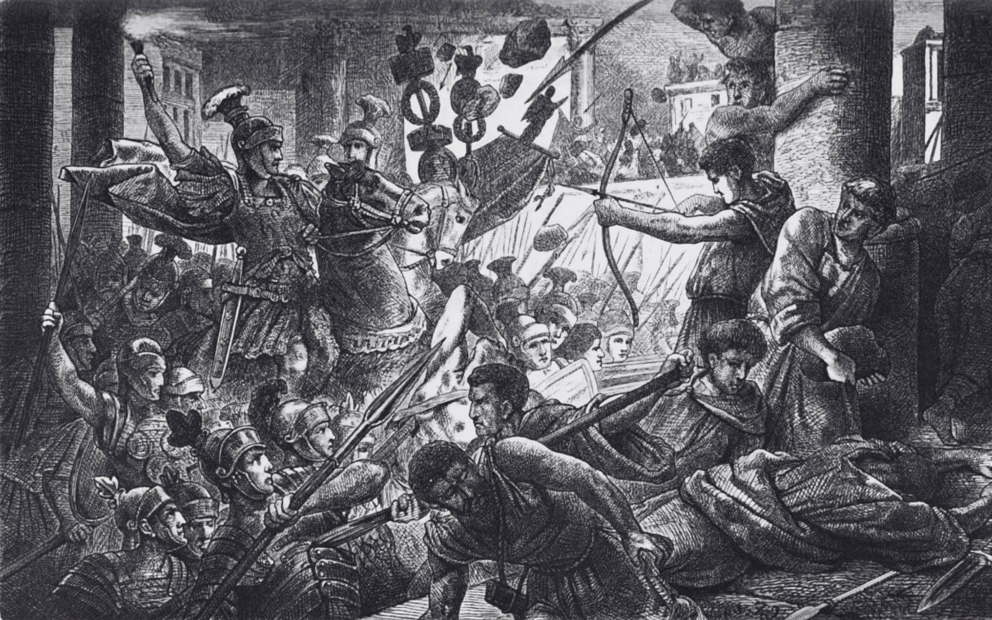 Sulla is sacking Rome, a gravure by Conrad Ermisch