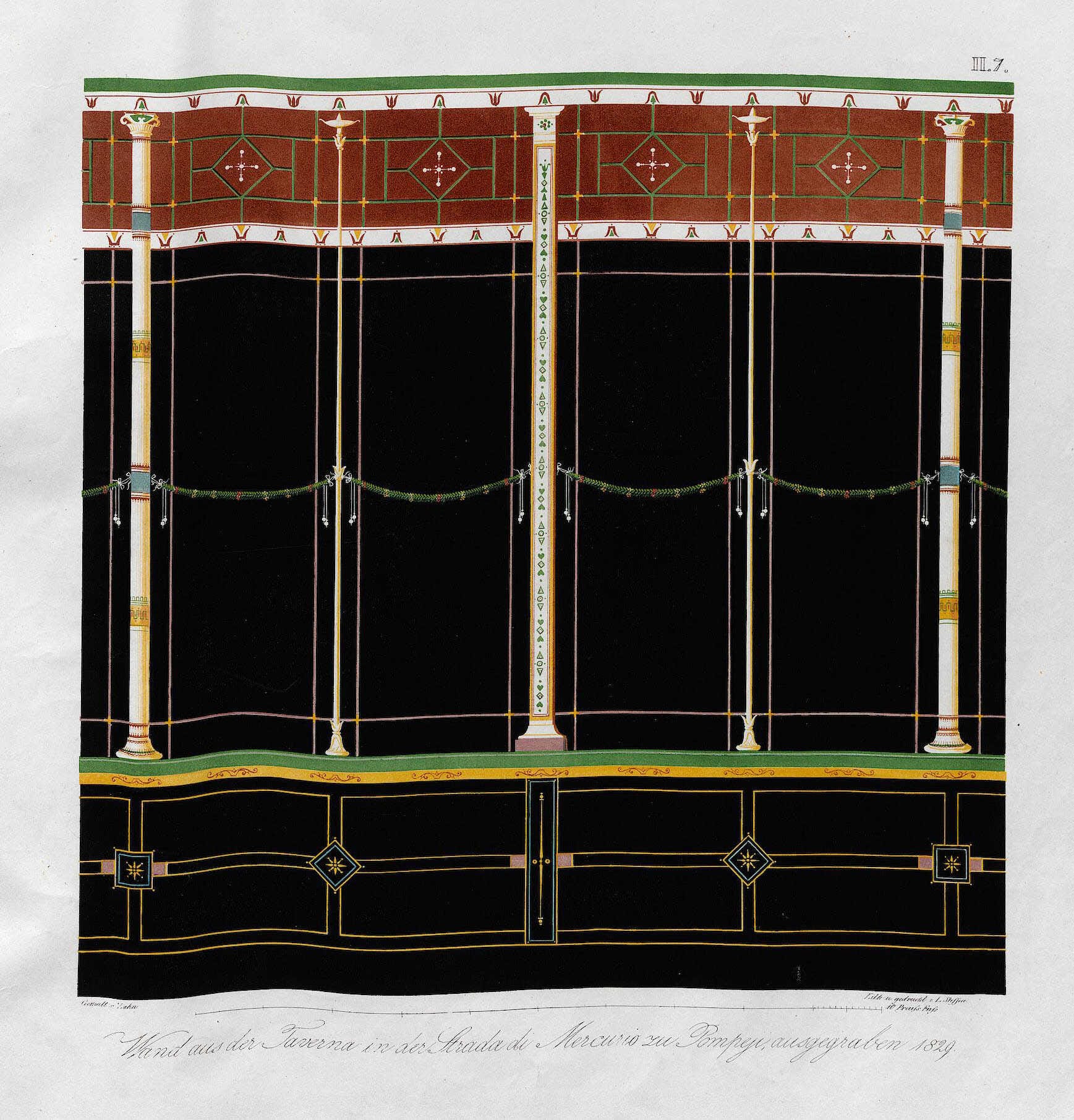 Frescoed wall from a tavern on the Strada di Mercurio in Pompeii