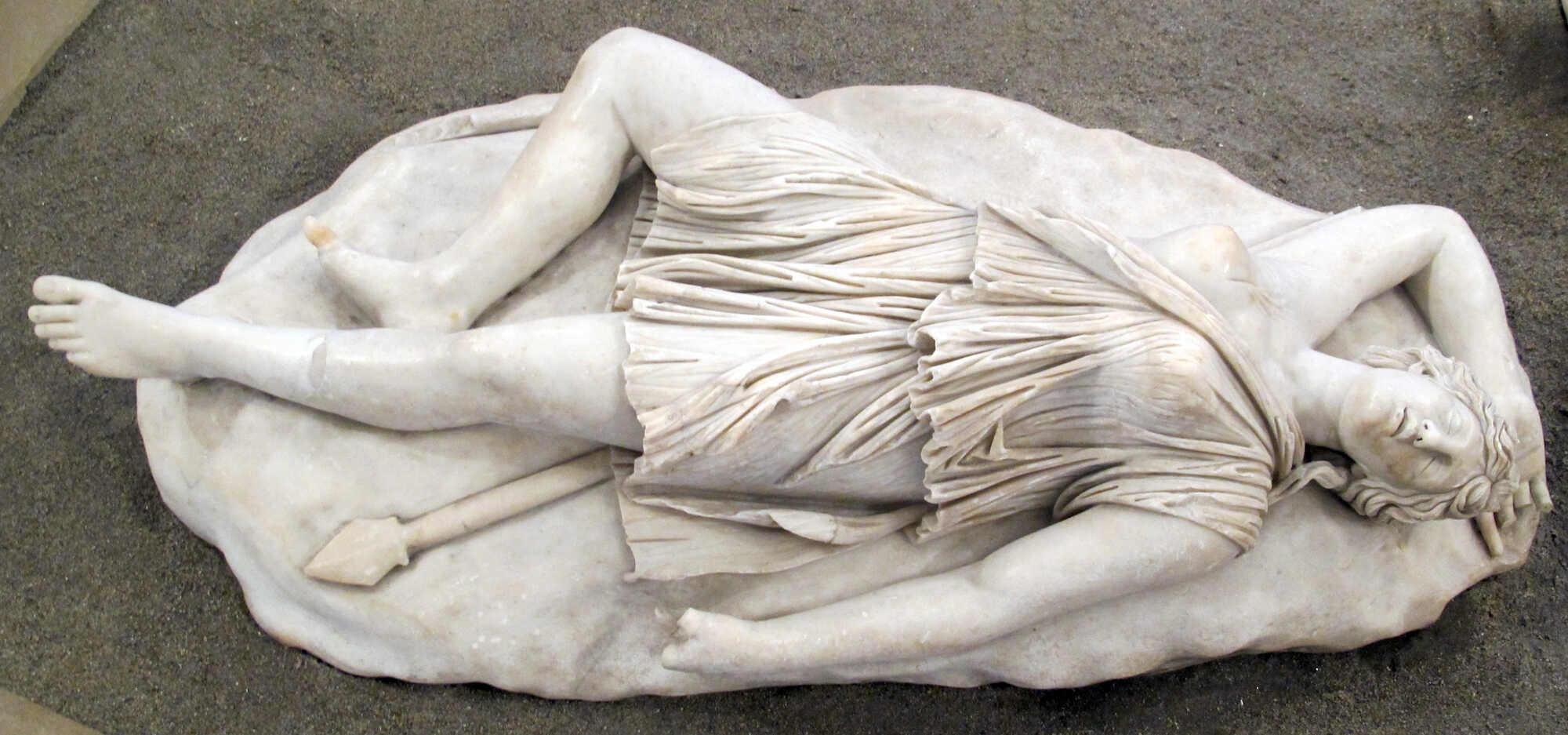 A dead Amazon warrior, Roman copy of a Greek marble statue