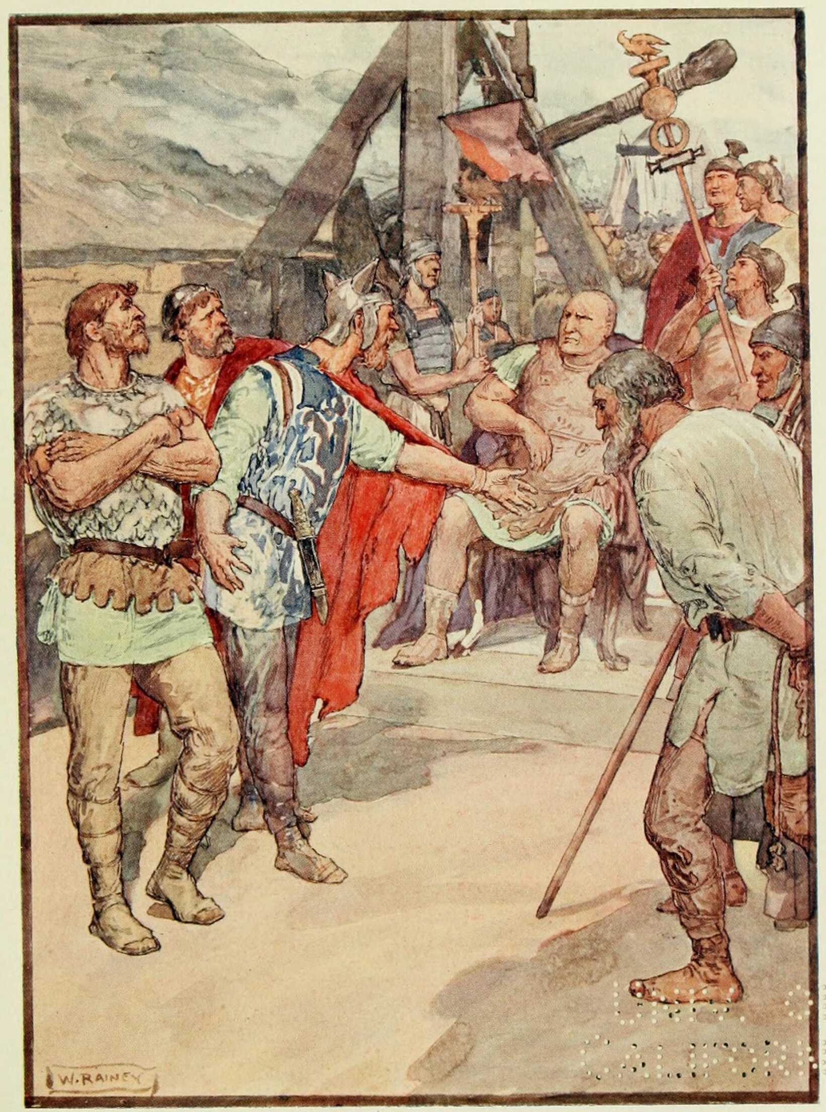 A painting by W. Rainey, depicting Caius Marius and the Ambassadors of the Cimbri
