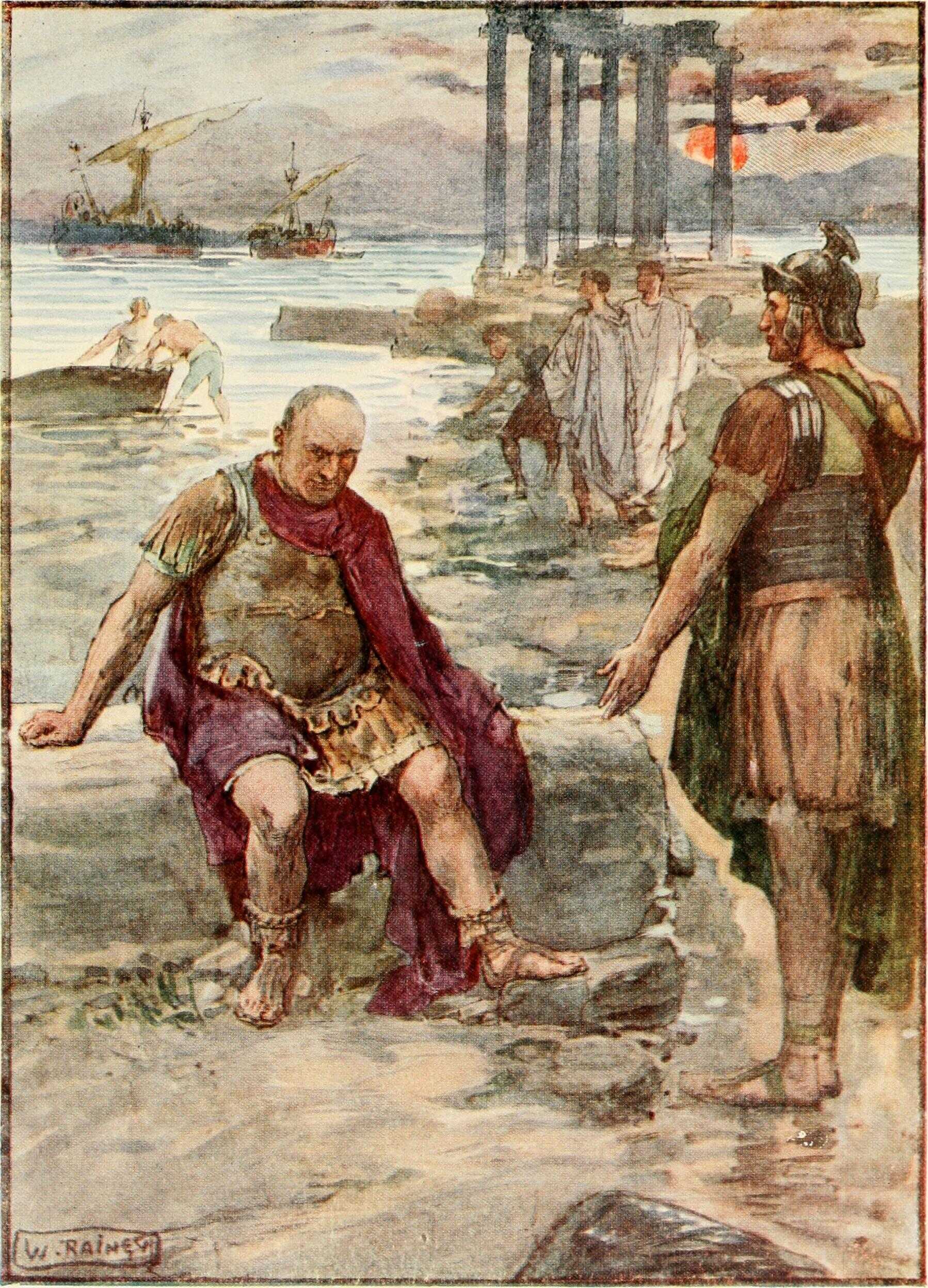 A painting by W. Rainey, depicting Gaius Marius sitting in exile