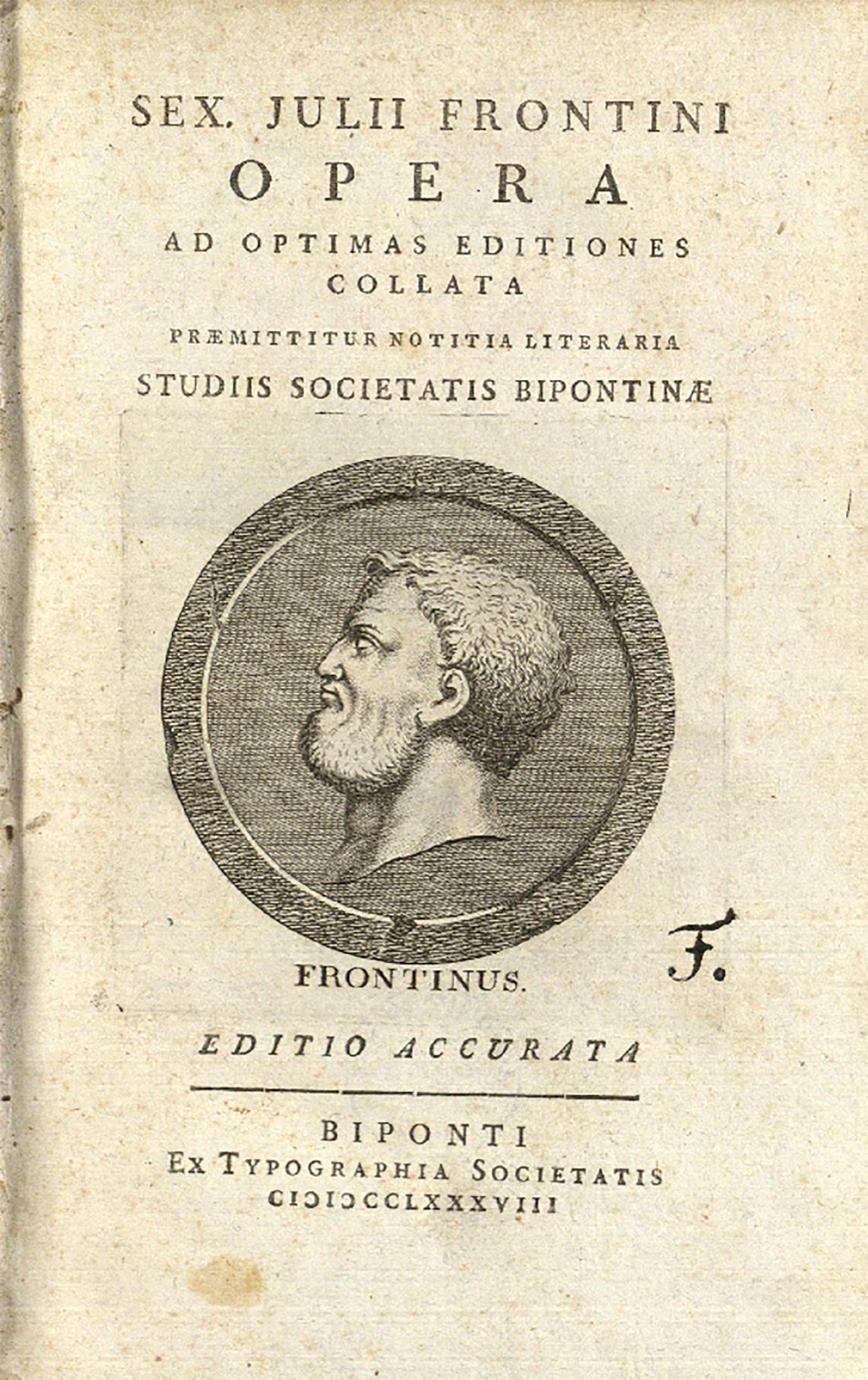 A portrait gravure of Sextus Iulius Frontinus
