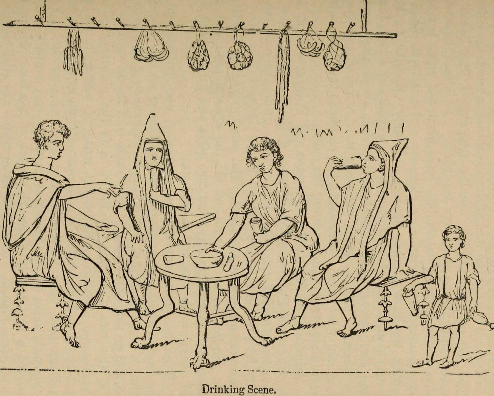 An ancient Roman drinking scene