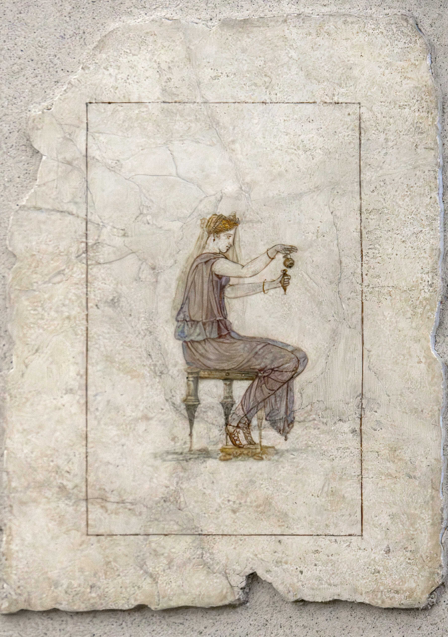 Ancient Roman fresco, depicting a woman (possibly a Donna) pouring perfume into a bottle