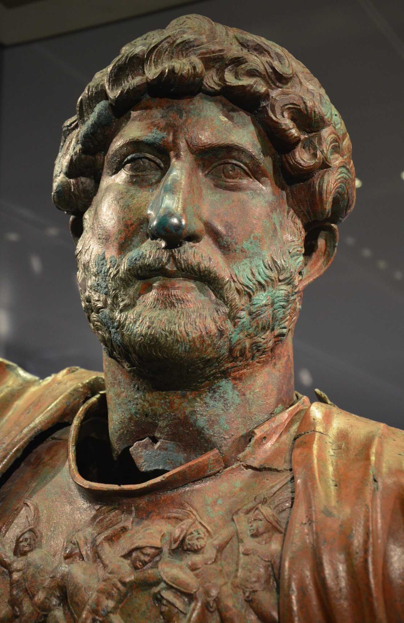 Bronze statue of Hadrian, found at the Camp of the Sixth Roman Legion (Legio VI Ferrata) in Tel Shalem