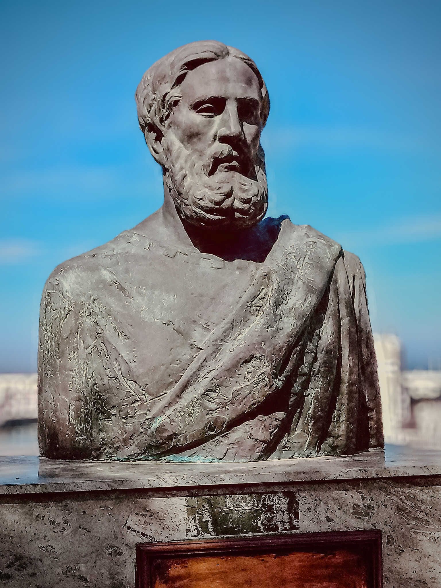Bust of the Greek geographer Strabo, in Spain