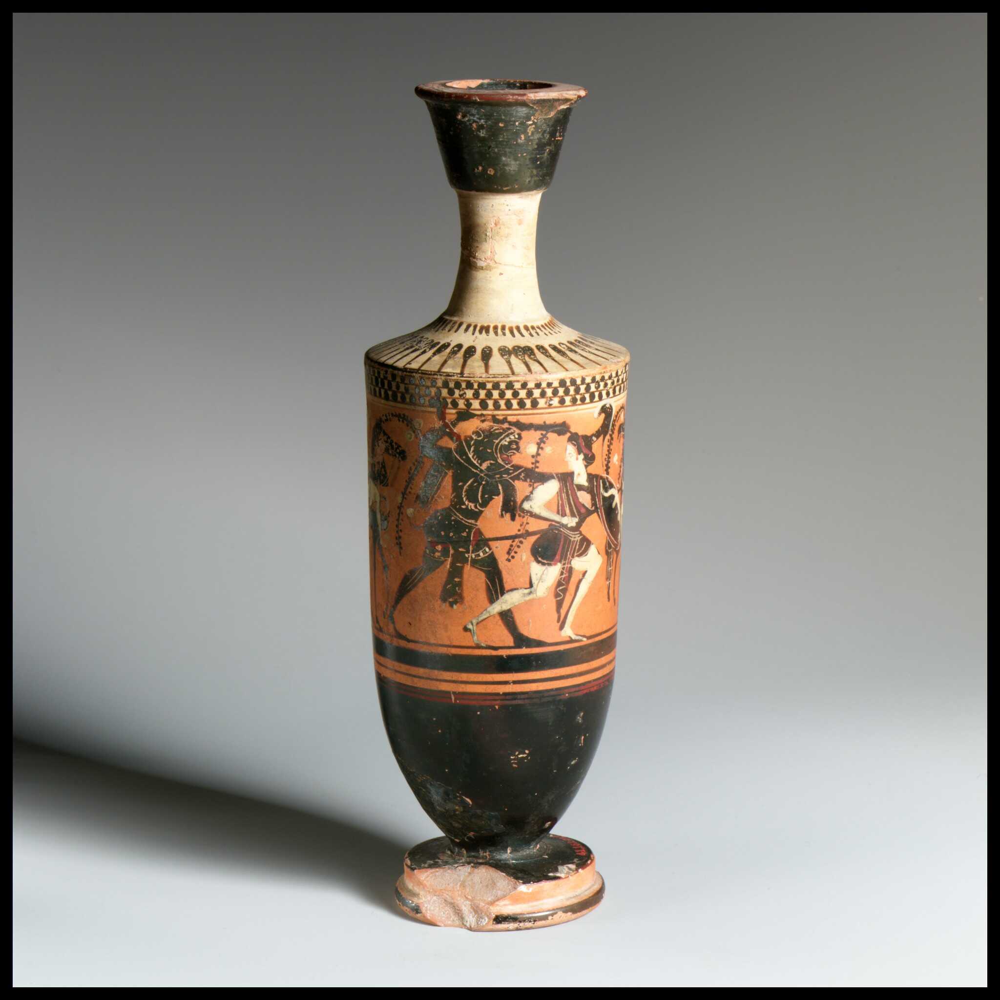 Greek lekythos, attributed to the Haimon painter, depicting the combat of Heracles (Hercules) and Amazons