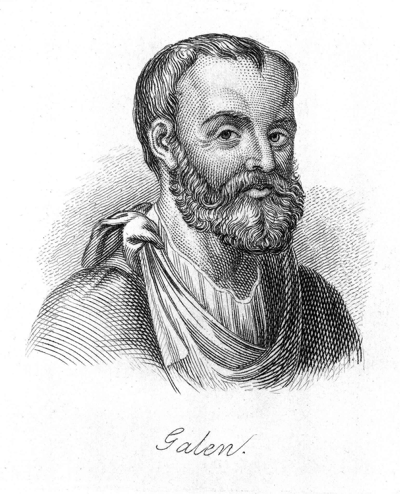 Line engraving of Galen