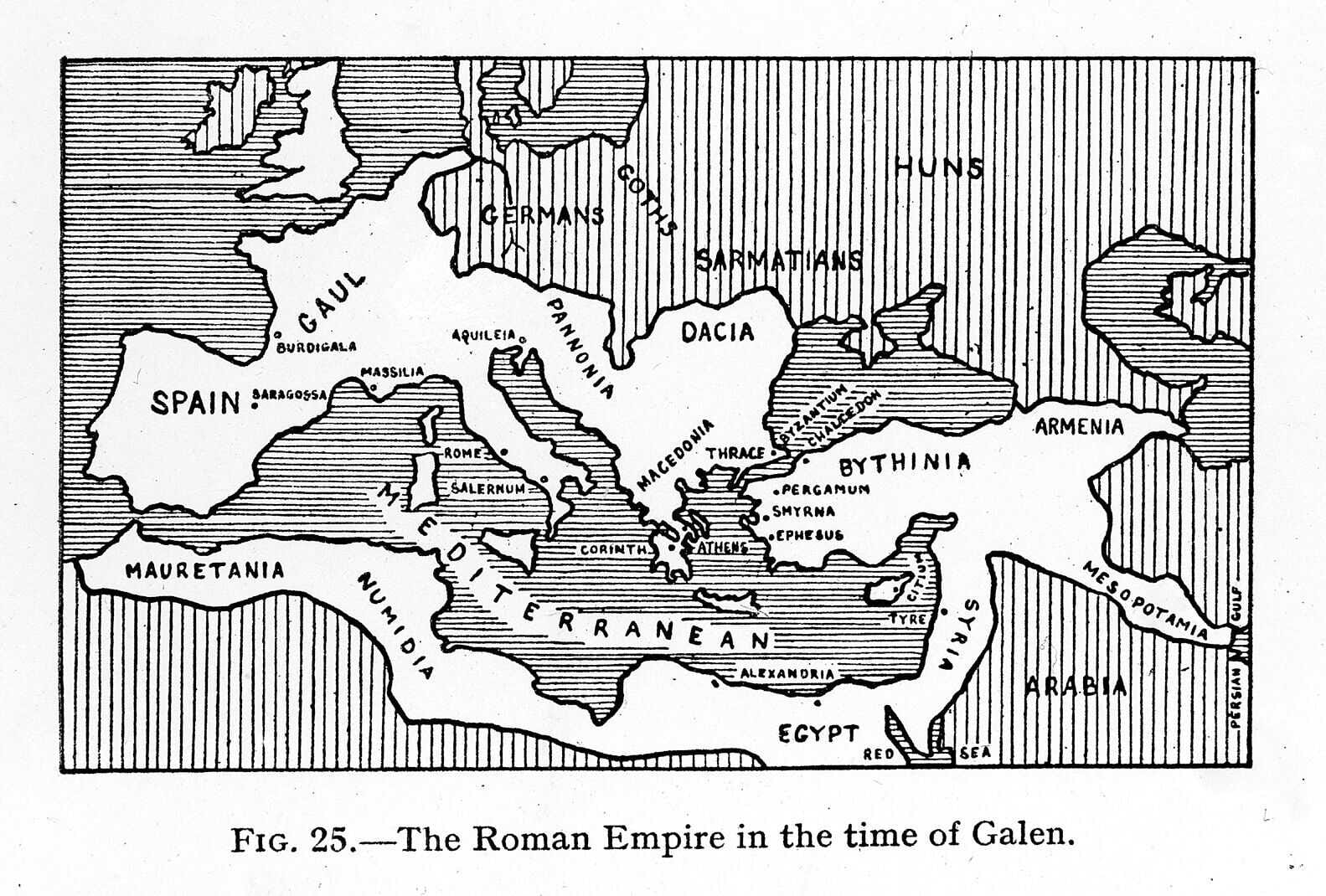 Map of the Roman Empire in the time of Galen