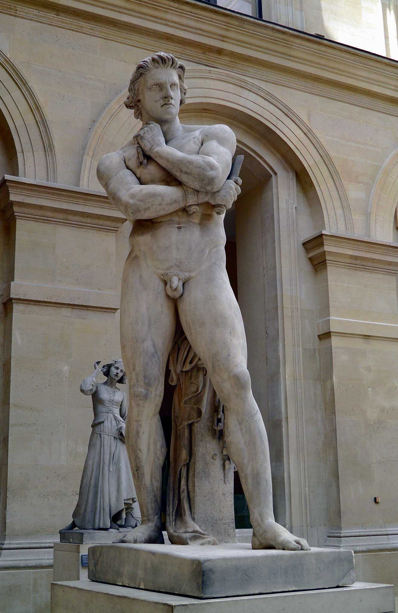Marble sculpture of Spartacus from Denis Foyatier in the Louvre Museum