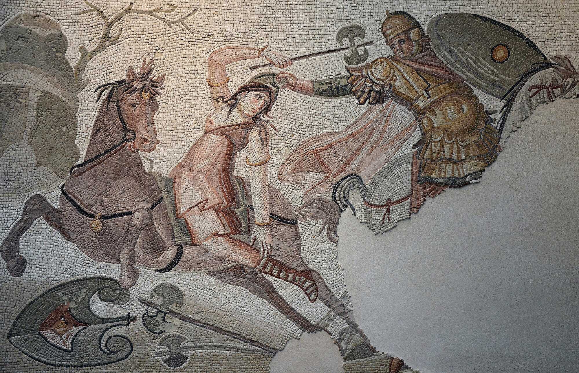Mosaic emblema with Amazonomachy scene, from Daphne, a suburb of Antioch-on-the-Orontes