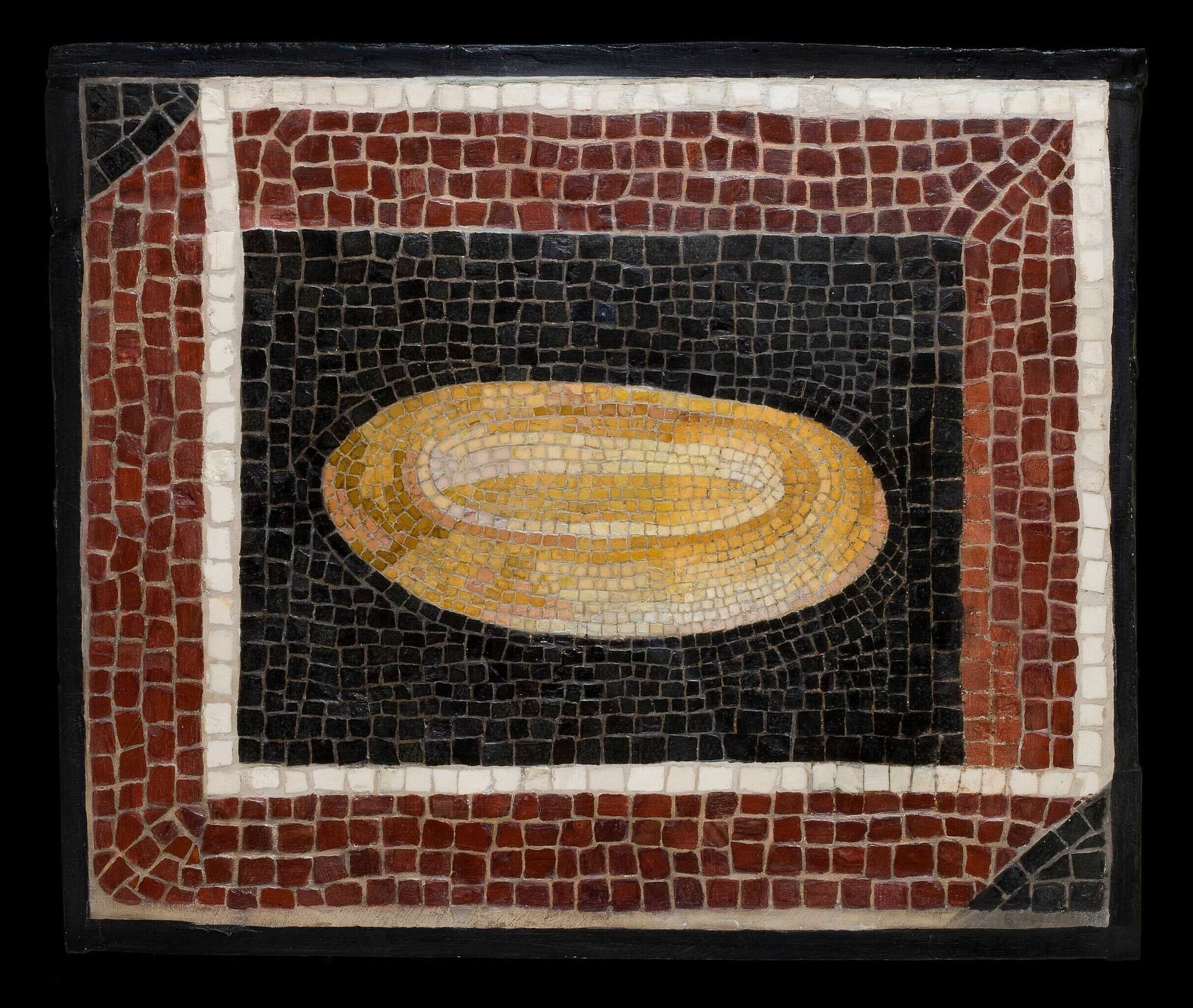 Mosaic panel of a platter or loaf of bread, from a Roman house on Monte Rosario, Rome