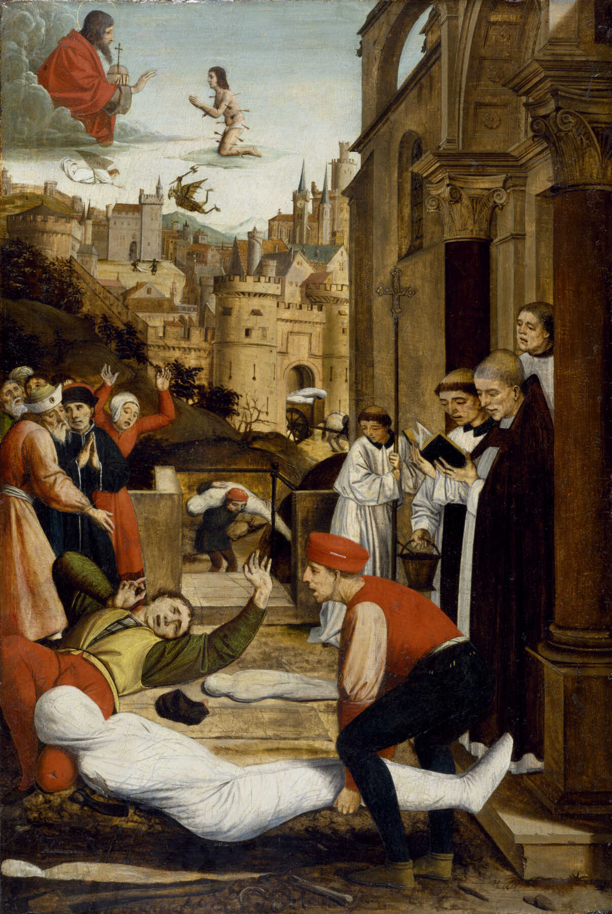 Saint Sebastian Interceding for the Plague Stricken, a painting by Josse Lieferinxe