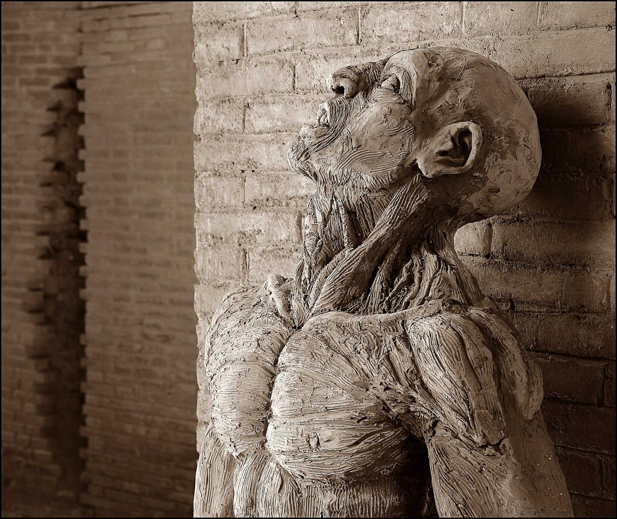 Statue of Spartacus, gladiator of ancient Rome, in the amphitheatre of Santa Maria Capua in Vetere, Caserta