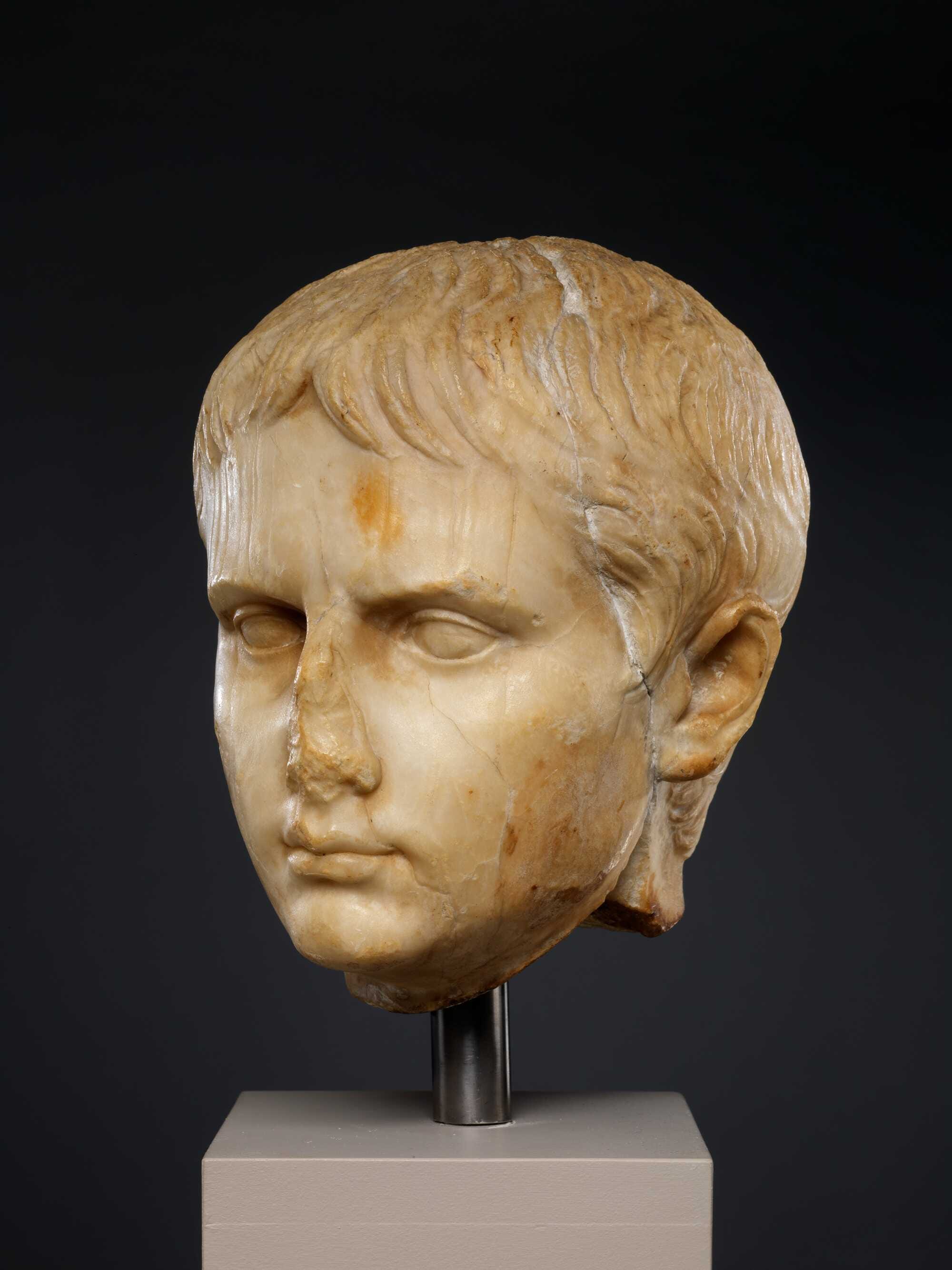 Stone head of a Julio-Claudian youth, traditionally identified as young Augustus, modern scholars believe it is possibly of Gaius Caesar