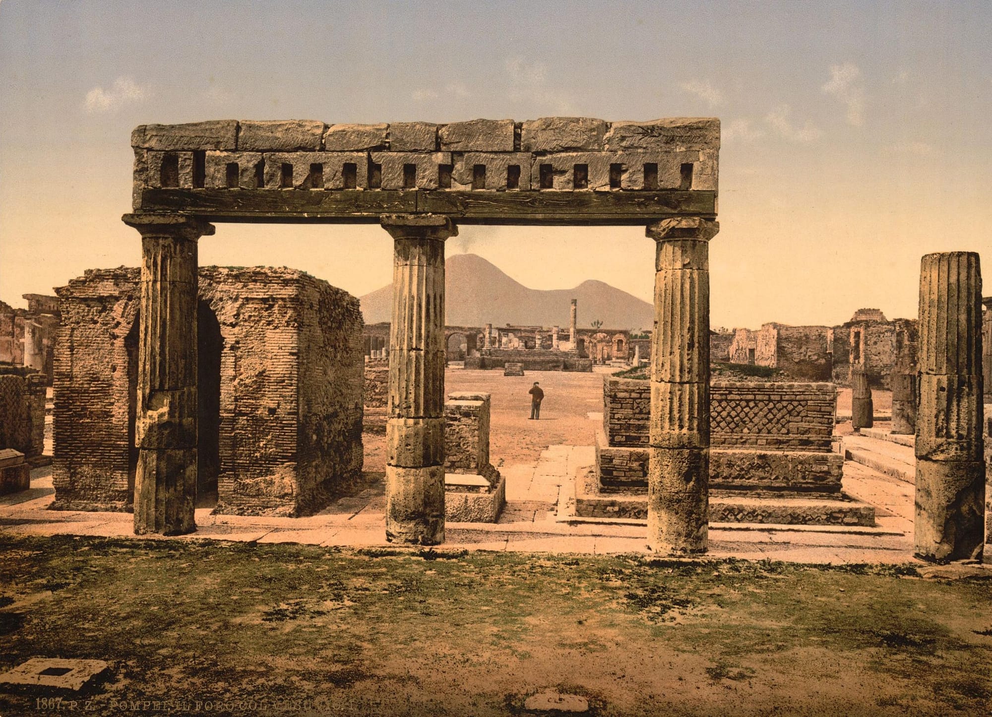 The Roman Forum in Pompeii, a photo taken around 1867