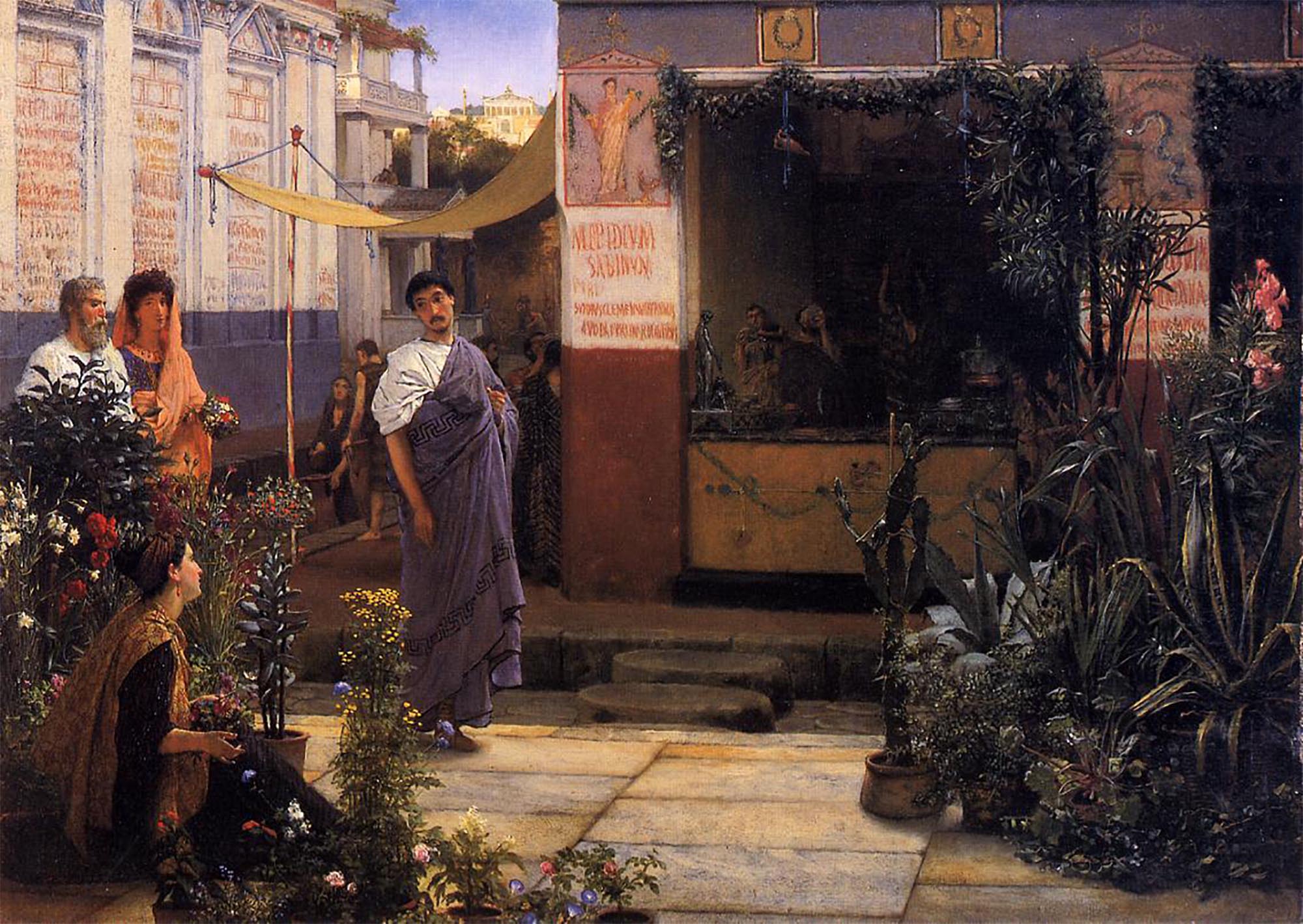 The Roman flower market, a painting by Lawrence Alma-Tadema