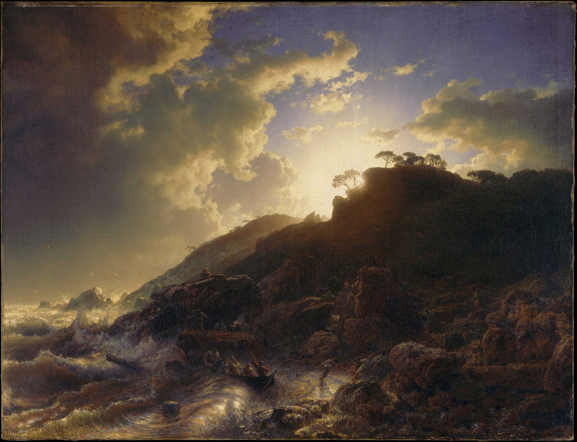 Andreas Achenbach's painting of a Sunset after a Storm on the Coast of Sicily