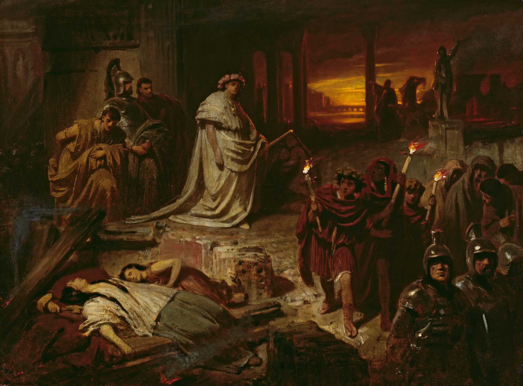 Carl Theodor von Piloty's painting, Nero on the ruins of Rome