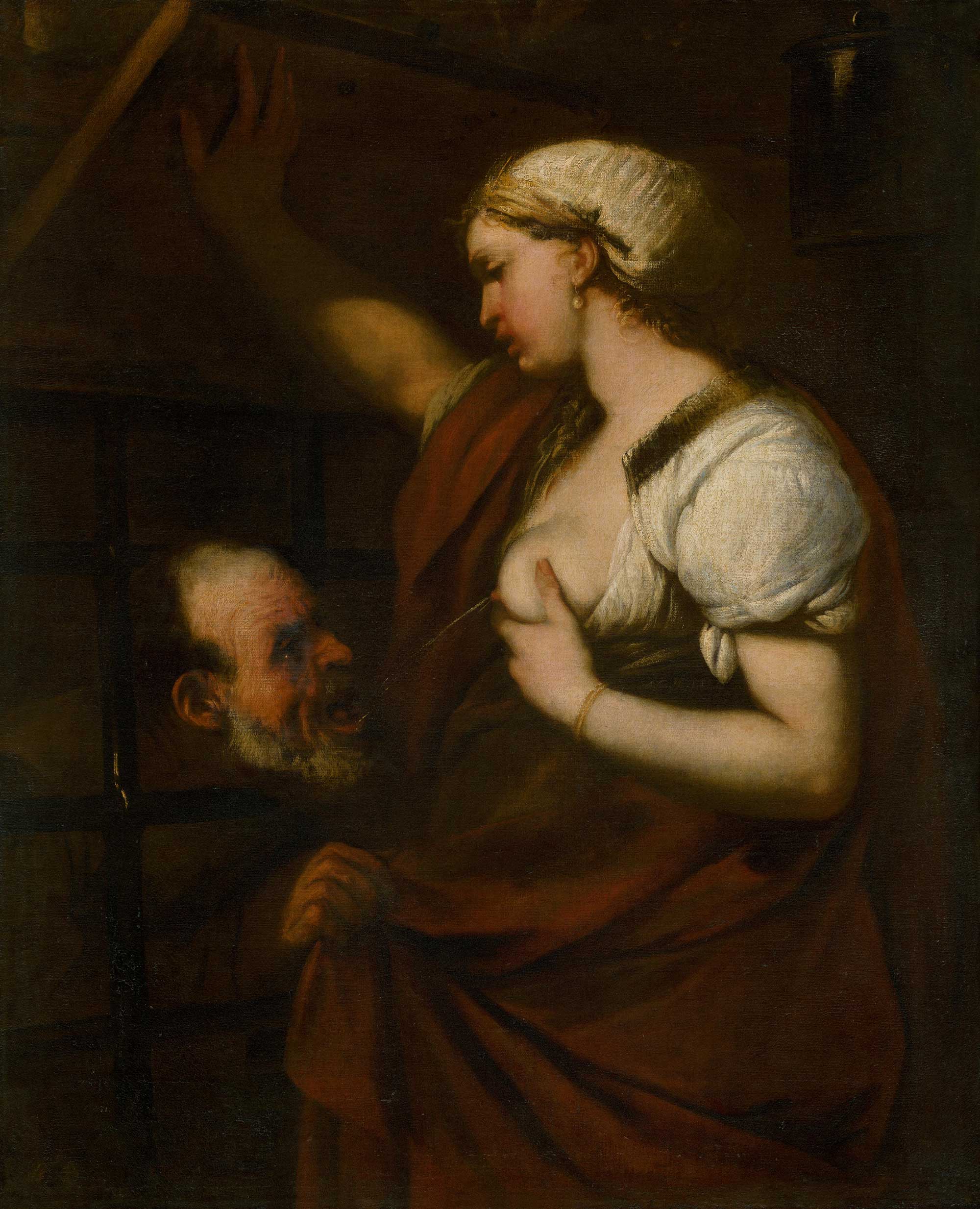 Cimon and Pero, or Roman Charity, by Luca Giordano, depicting a different angle of the lactation theme