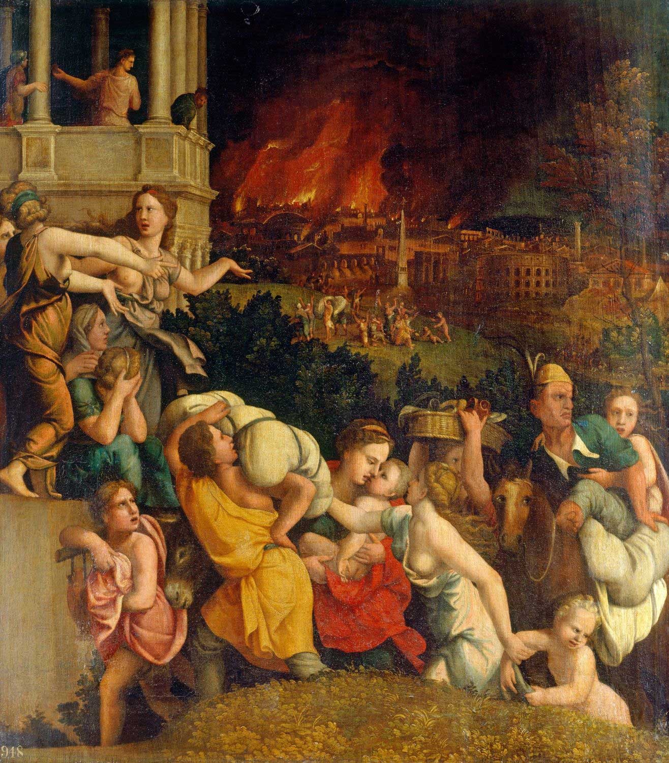 From the Workshop of Giulio Romano, Nero Playing while Rome Burns