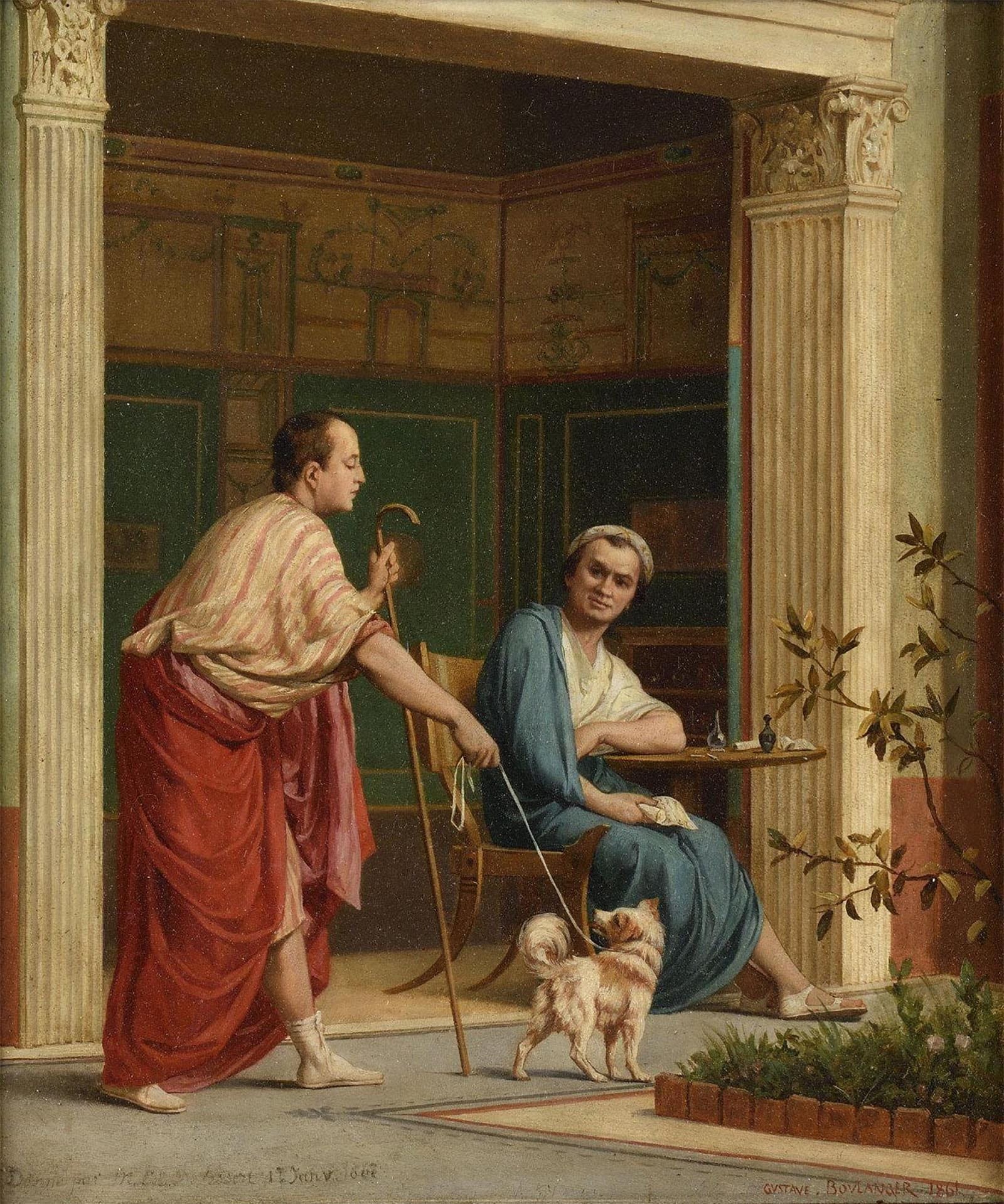 Gustave Boulanger’s painting, Hommes au chien (Men with Dog), depicting a typical Melitanean breed