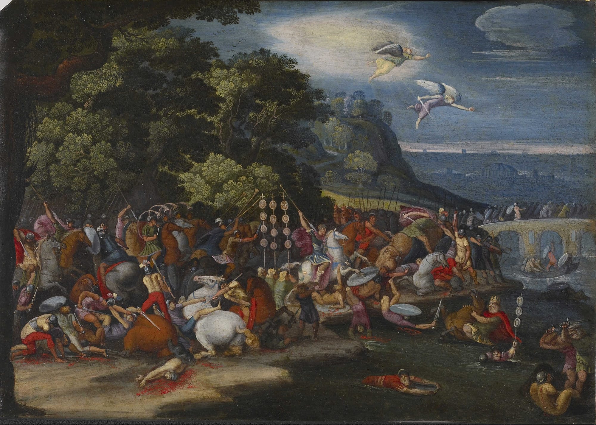 Constantine the Great at the Milvian Bridge by Flemish and after Giulio Romano