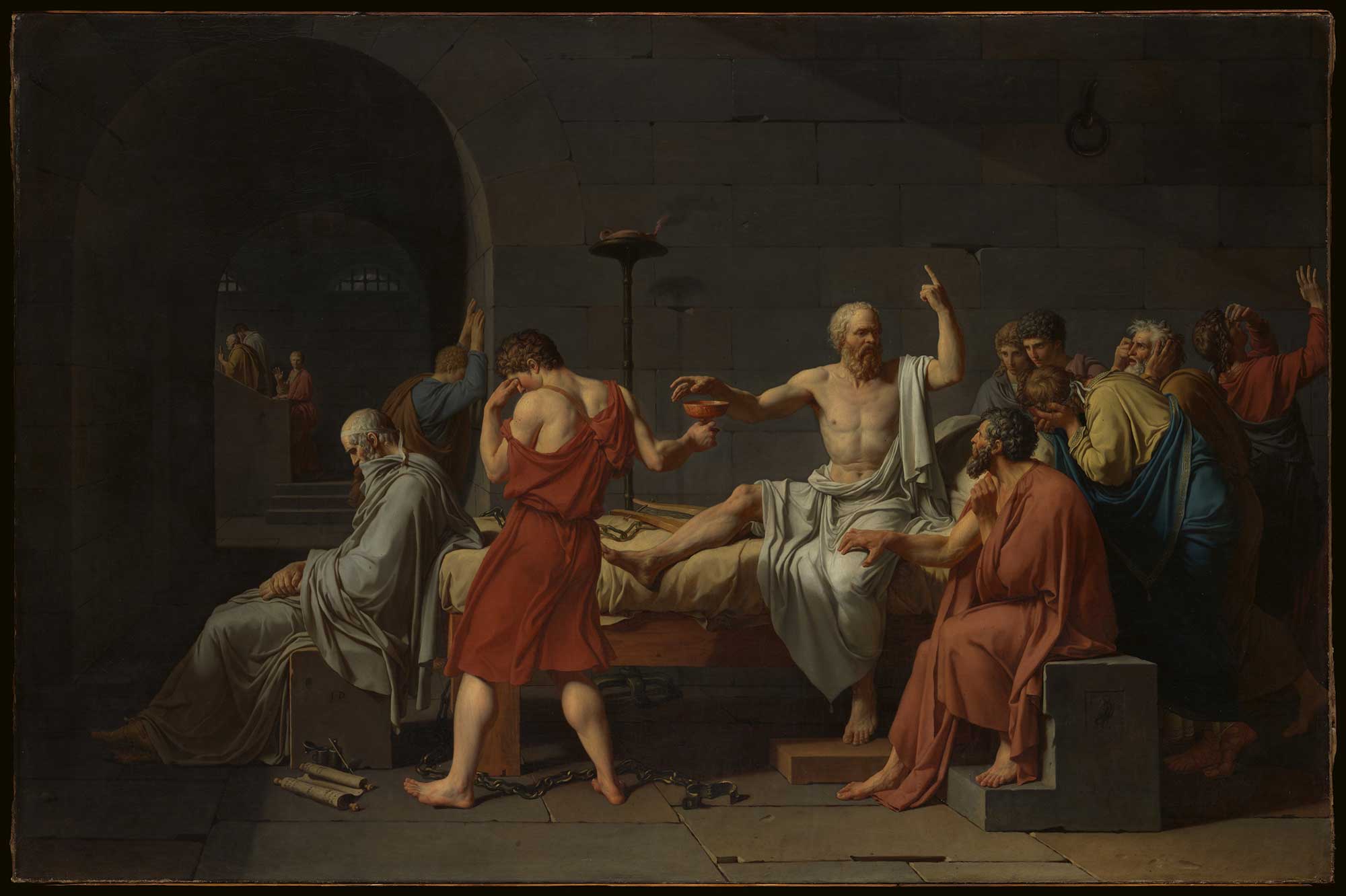 Jacques-Louis David's famous Greek-based painting, The Death of Socrates
