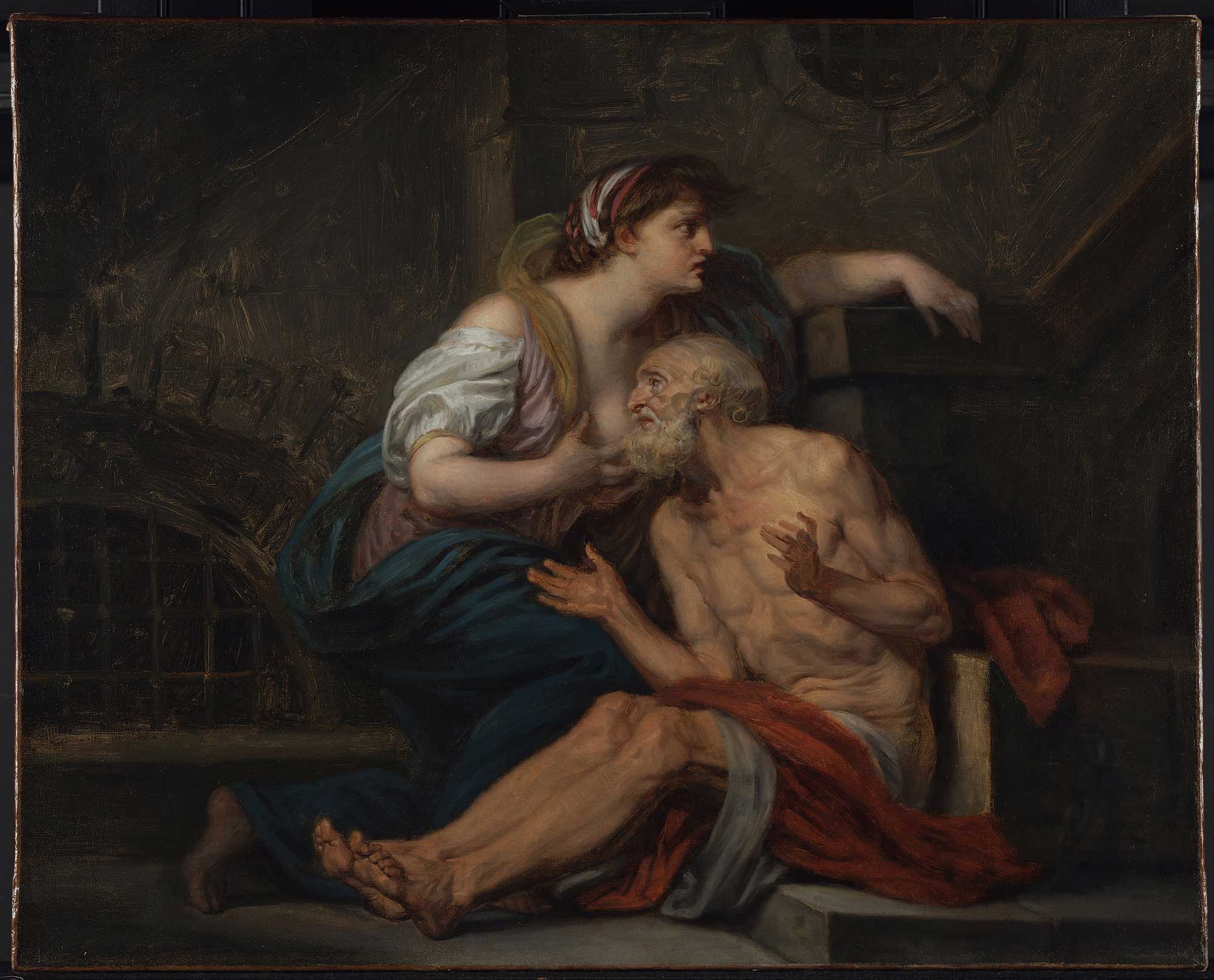 Jean-Baptiste Greuze's painting of Roman Charity, of a daughter breastfeeding her famished father, based on a story told by Valerius Maximus