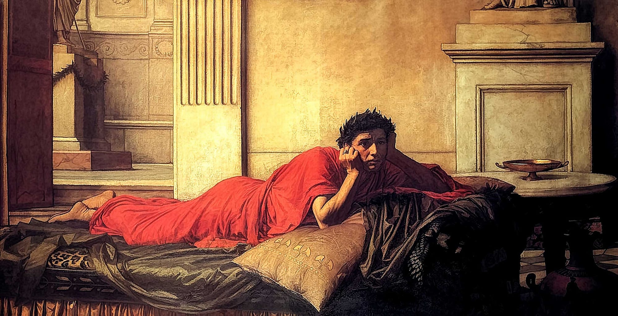 John William Waterhouse's painting, The Remorse of Nero After the Murder of His Mother