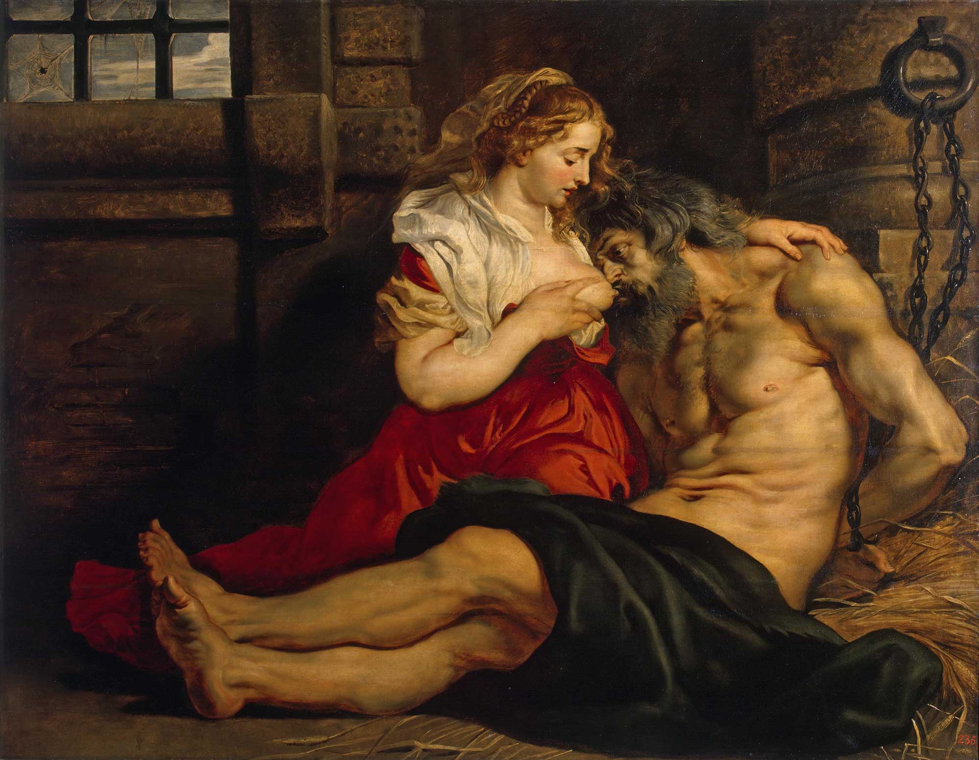One of the many paintings of Peter Paul Rubens, depicting Cimon and Pero, the theme of Roman Charity