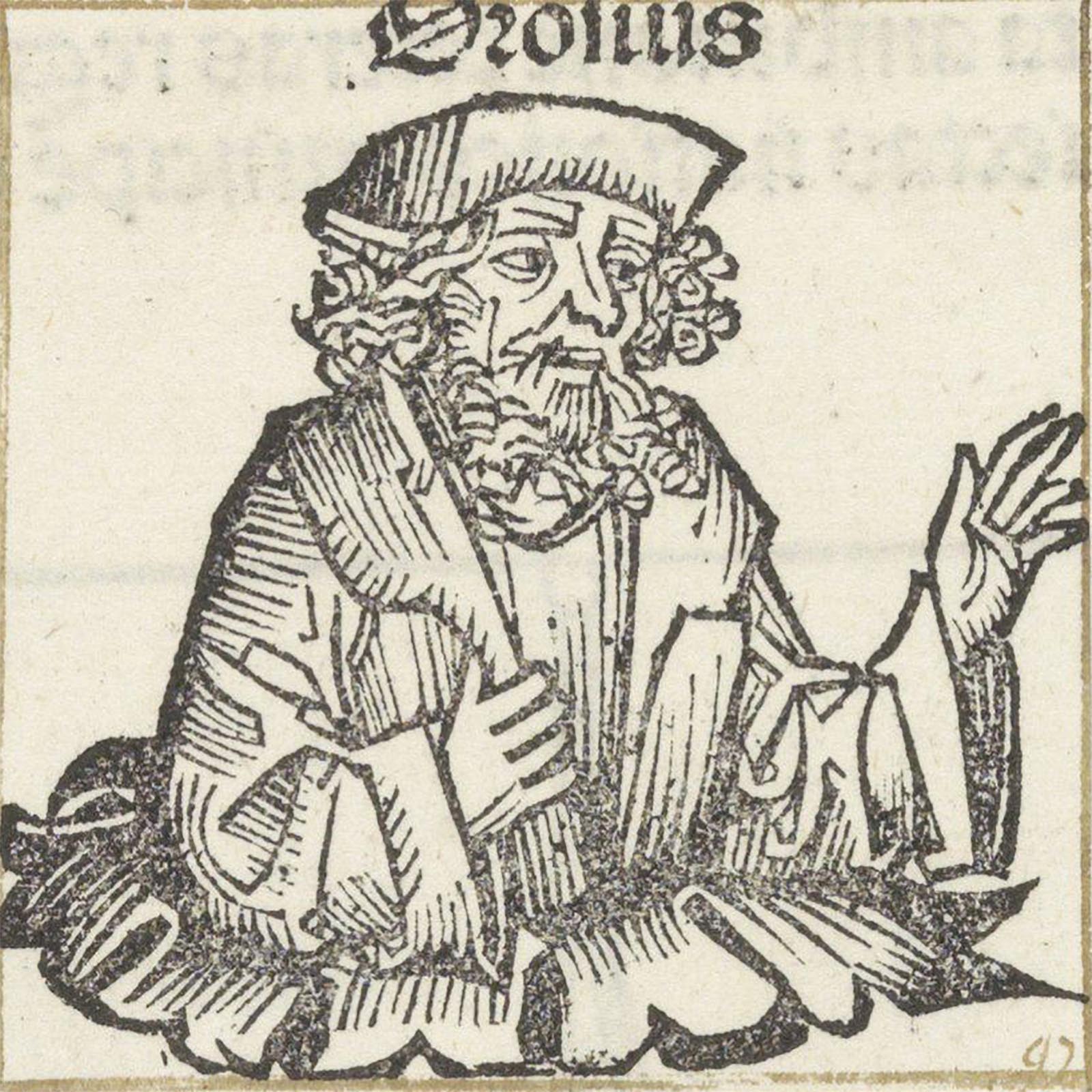 Paulus Orosius, a woodcut by Michel Wolgemut
