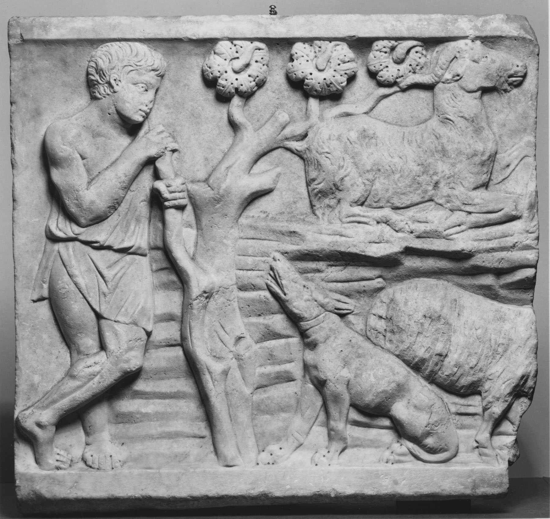 Roman relief of a herdsman