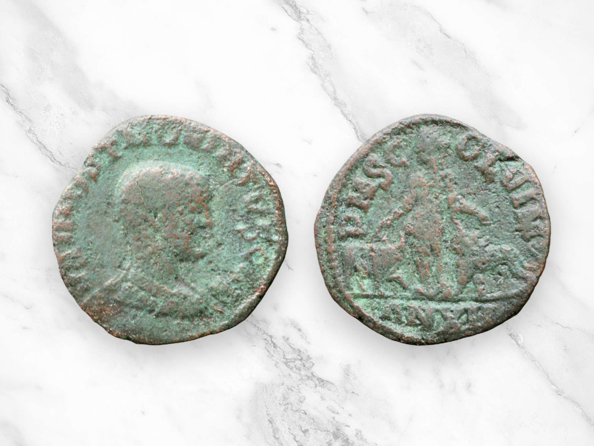 Roman sestertius coin minted in 251 CE in Viminacium during the reign of emperor Hostilian