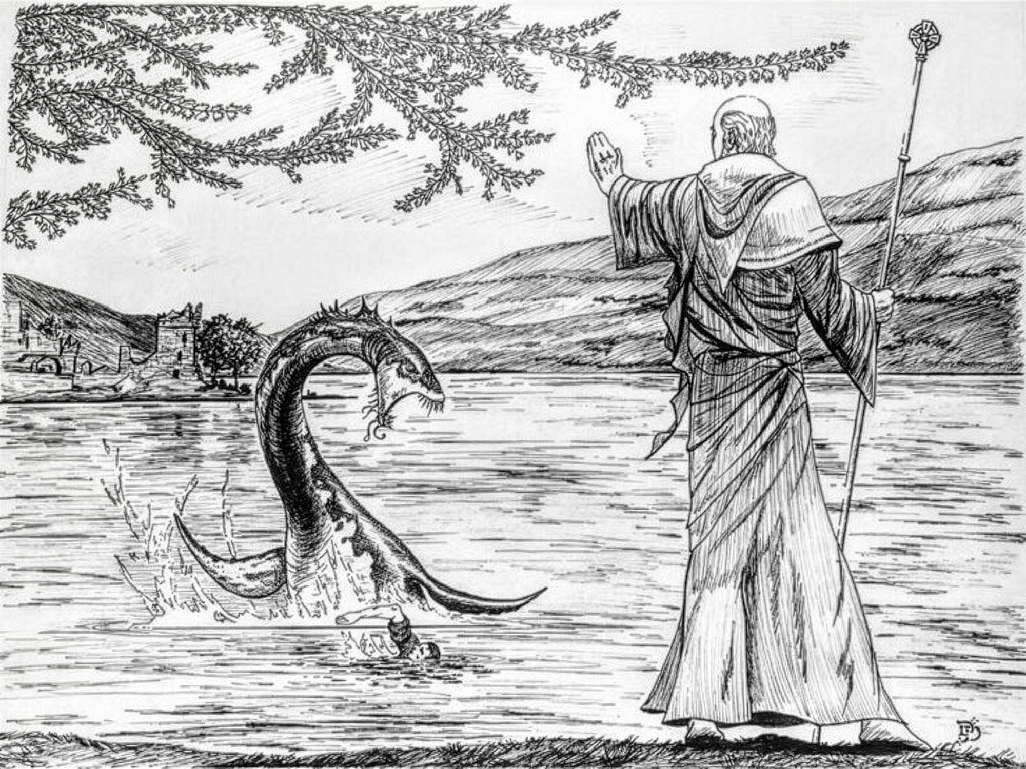 St Columba commanding the beast to retreat