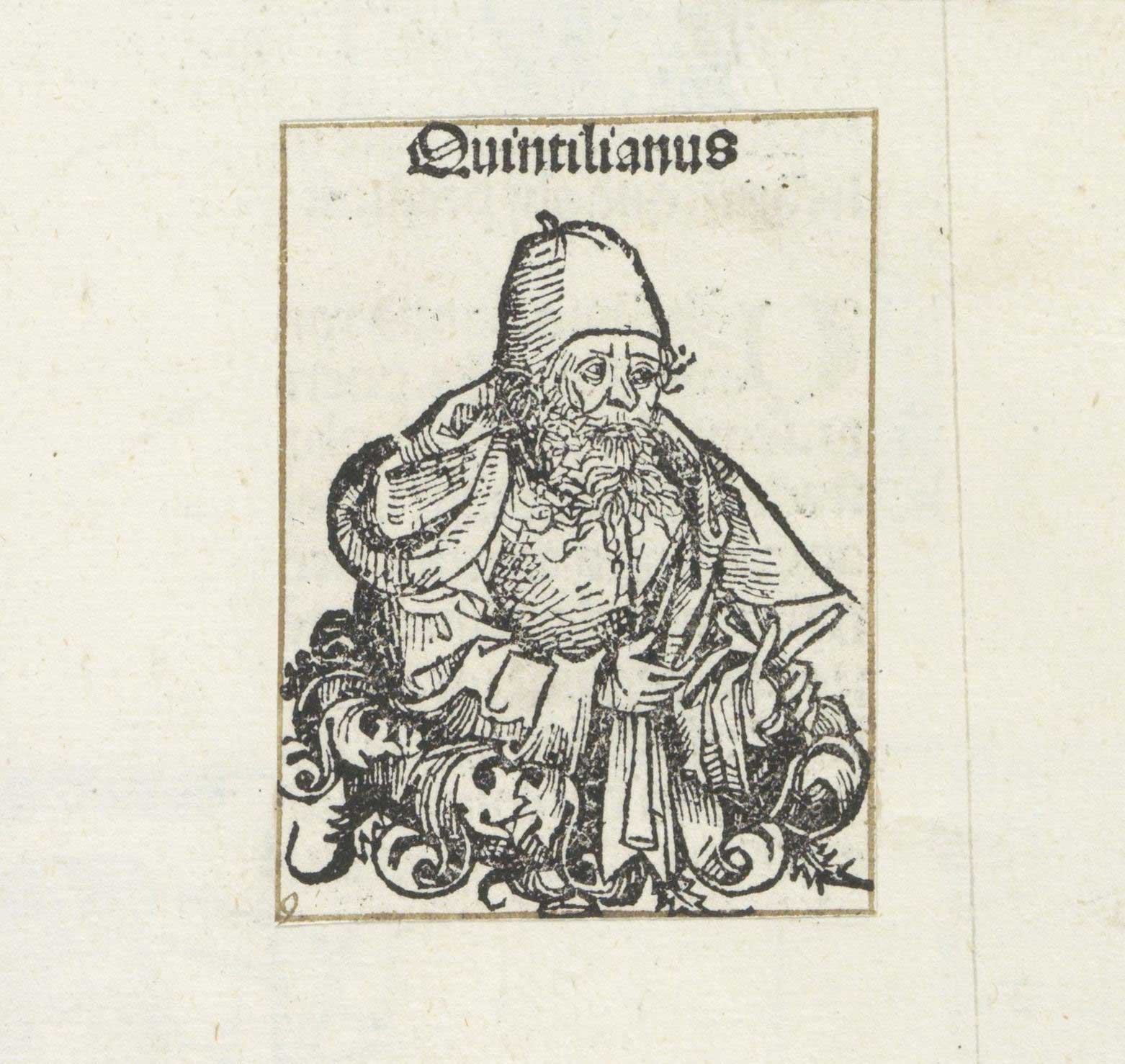 A drawing of Marcus Fabius Quintilianus from the Liber Chronicarum by the workshop of Michel Wolgemut