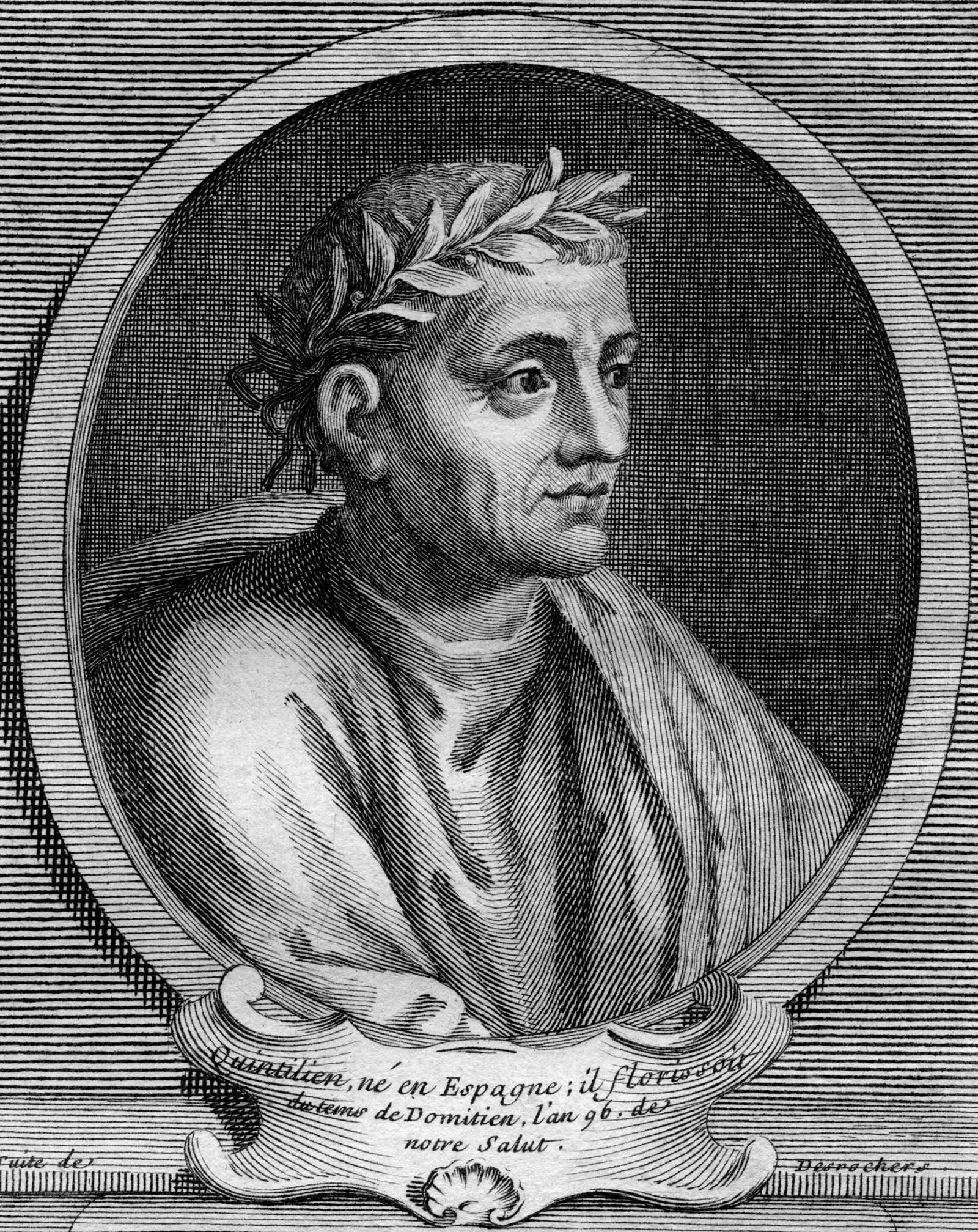 Quintilian, portrait engraved by Étienne Jehandier Desrochers