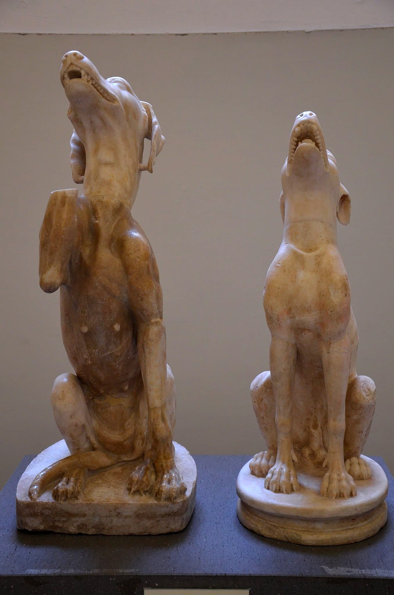 Marble statuettes of dogs, Roman artwork from the Imperial period, Naples National Archaeological Museum