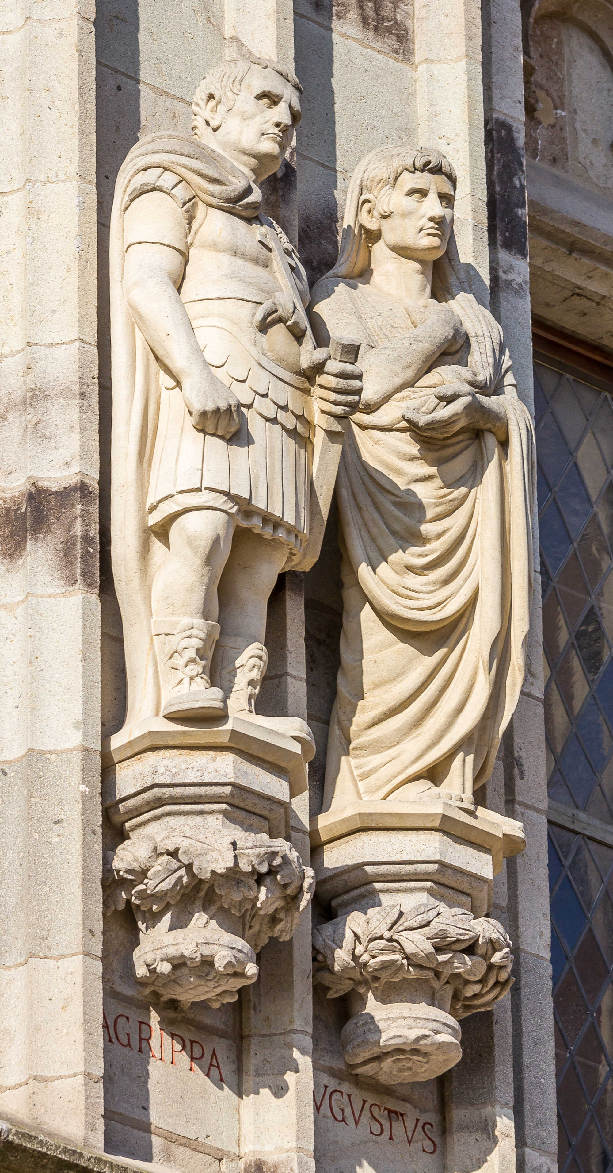 Statues of Marcus Vipsanius Agrippa and Augustus at the Council Tower Cologne